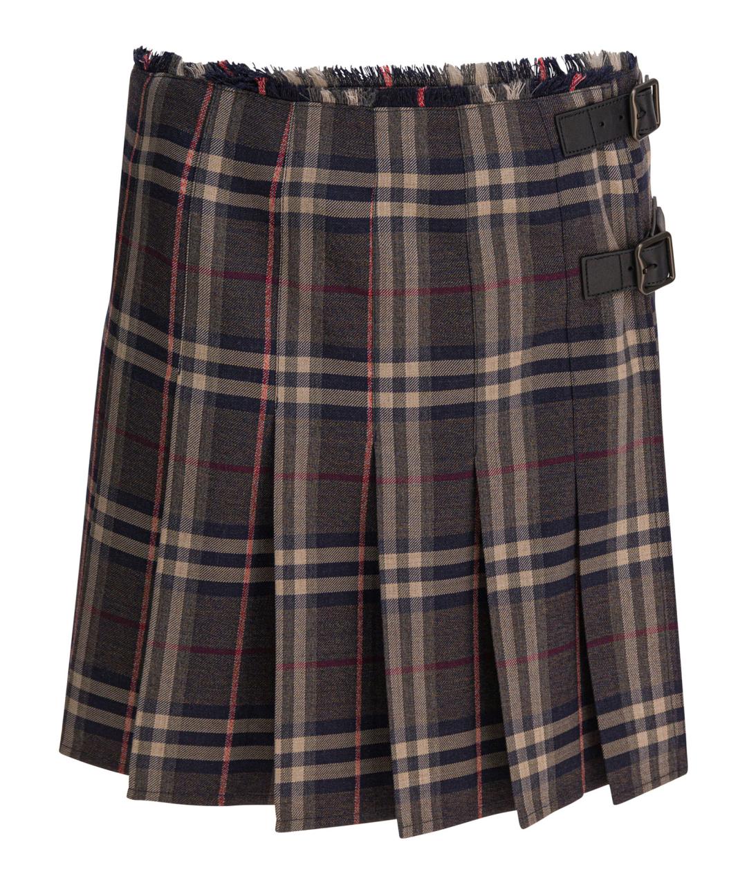 BURBERRY Мульти шерстяная юбка мини, фото 1