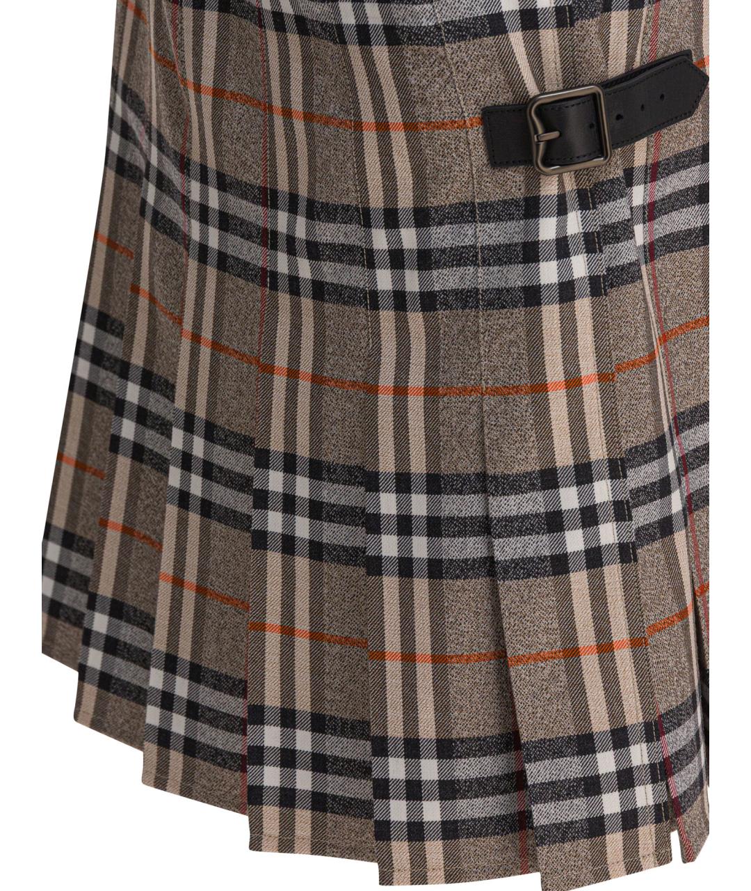 BURBERRY Бежевая шерстяная юбка мини, фото 4