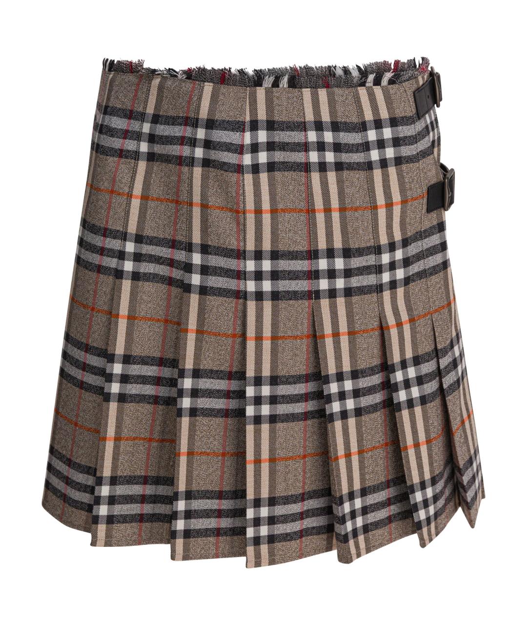 BURBERRY Бежевая шерстяная юбка мини, фото 1