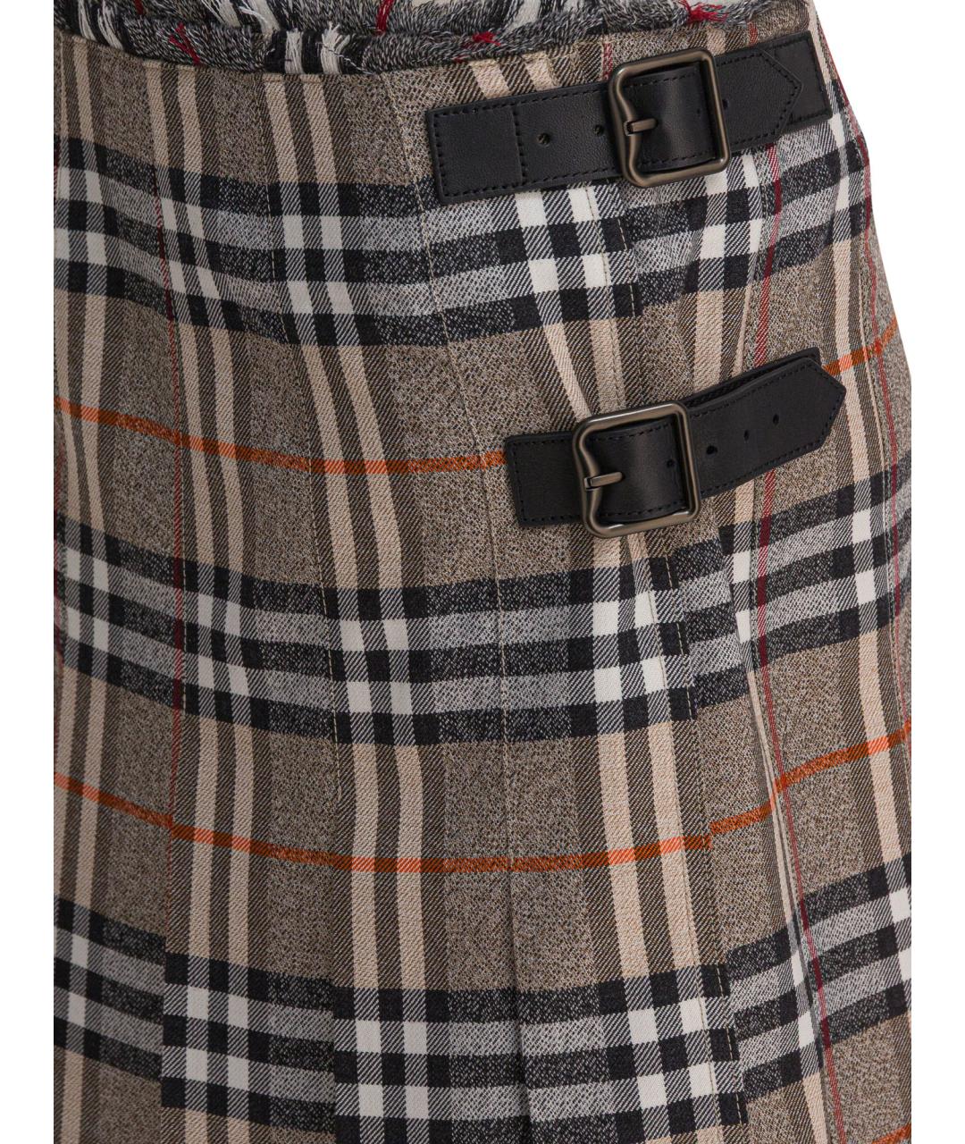 BURBERRY Бежевая шерстяная юбка мини, фото 3