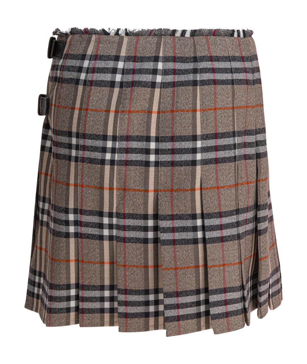 BURBERRY Бежевая шерстяная юбка мини, фото 2