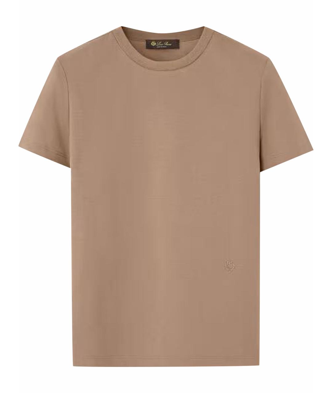 LORO PIANA Коричневая хлопковая футболка, фото 1
