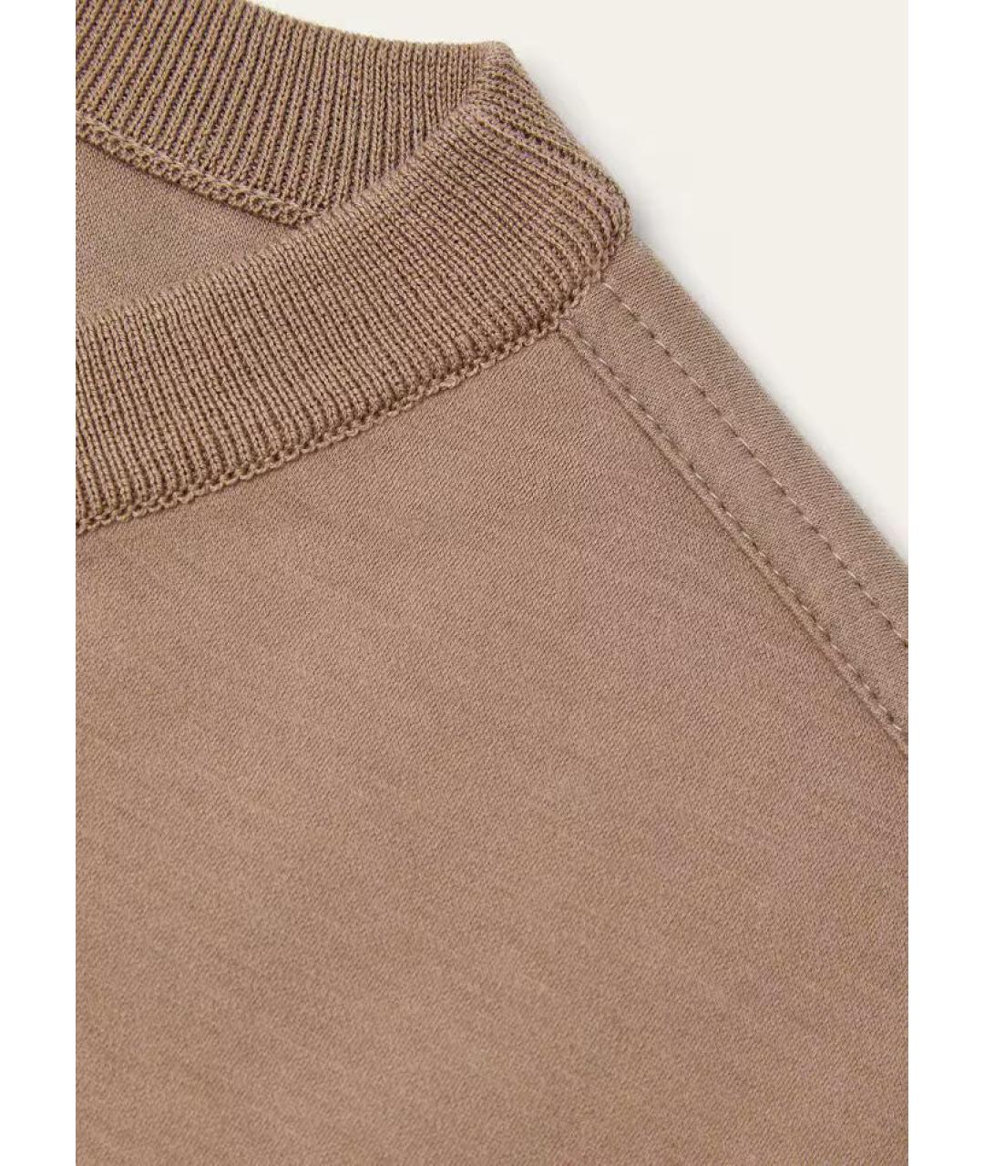 LORO PIANA Коричневая хлопковая футболка, фото 3