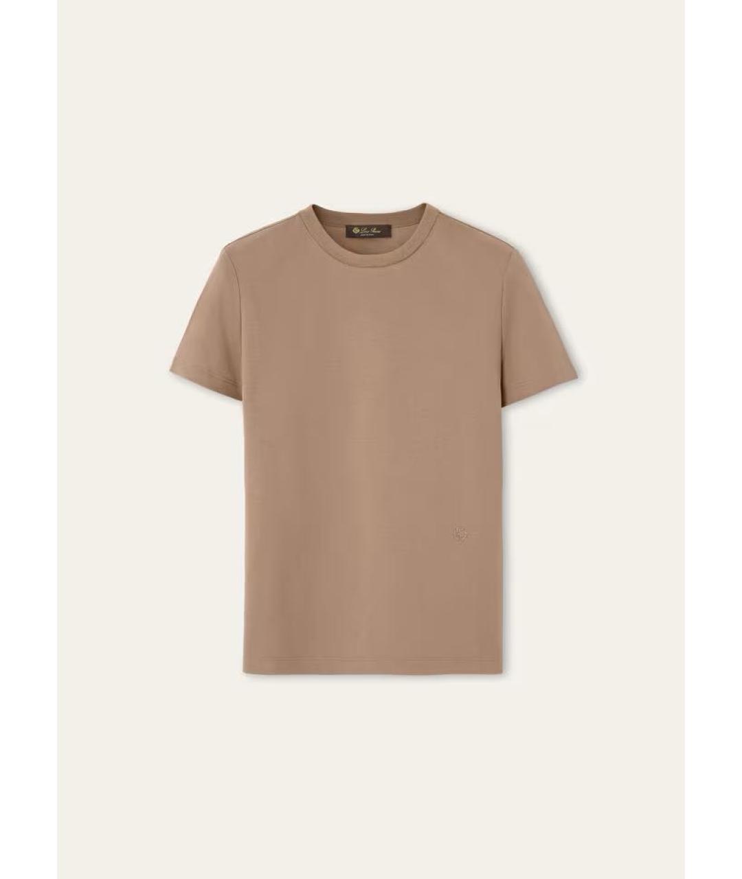 LORO PIANA Коричневая хлопковая футболка, фото 7