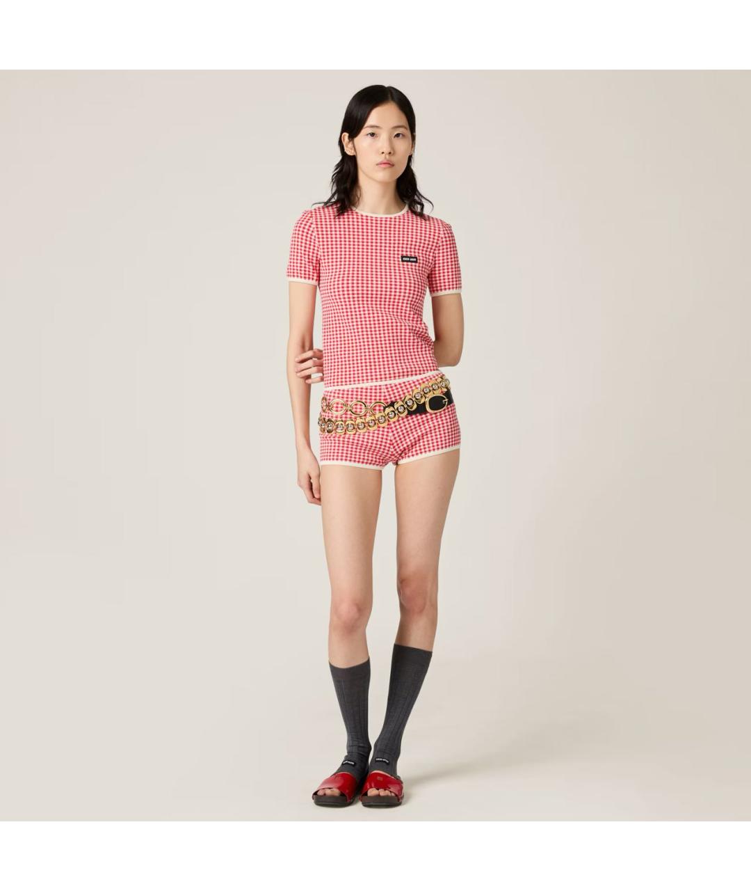 MIU MIU Красные вискозные шорты, фото 2
