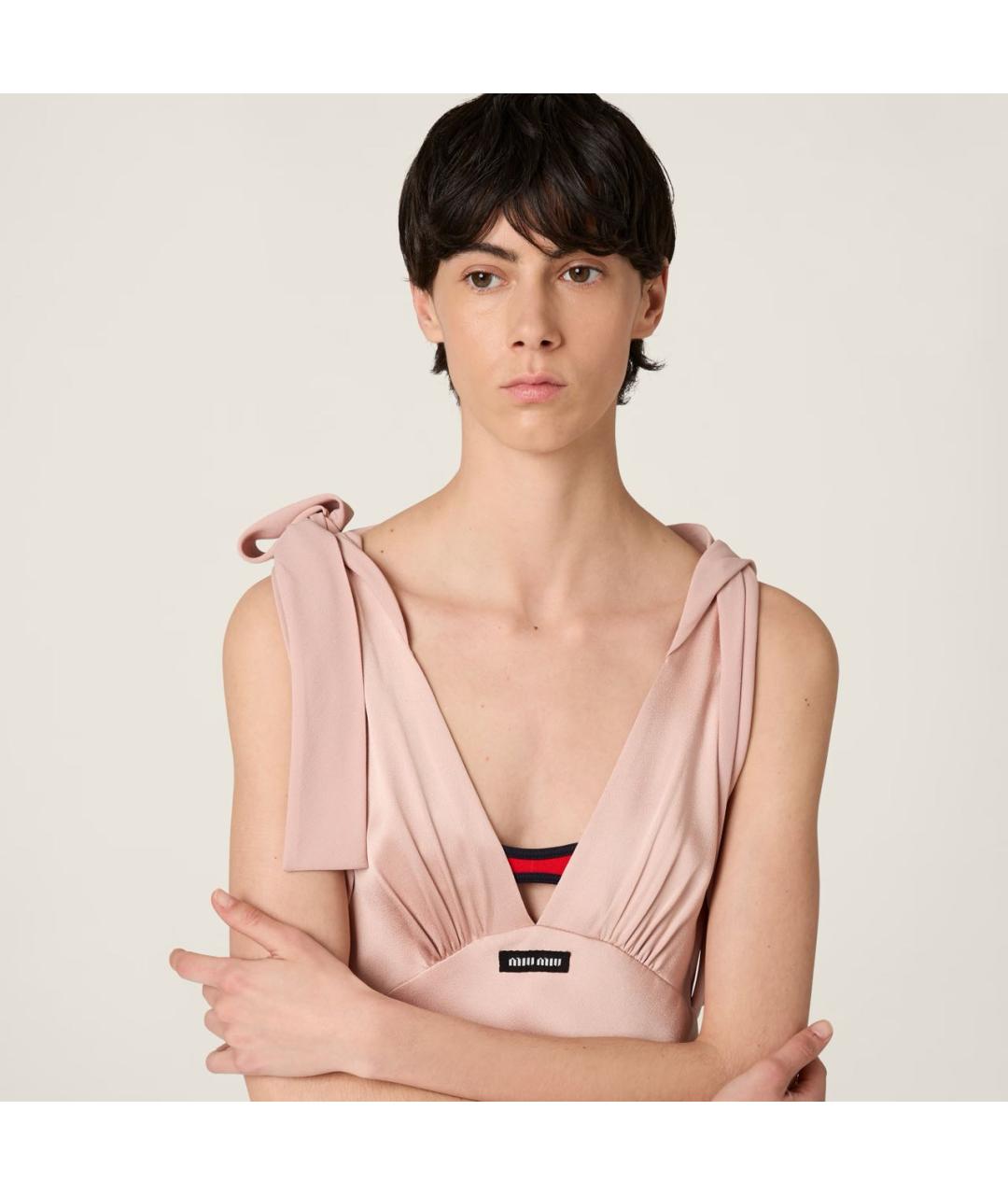 MIU MIU Розовое ацетатное вечернее платье, фото 4