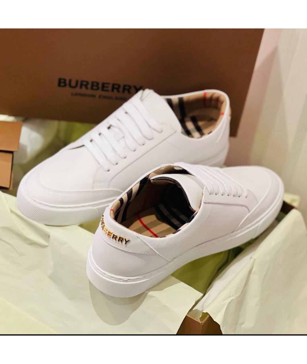 BURBERRY Белые кожаные кеды, фото 5