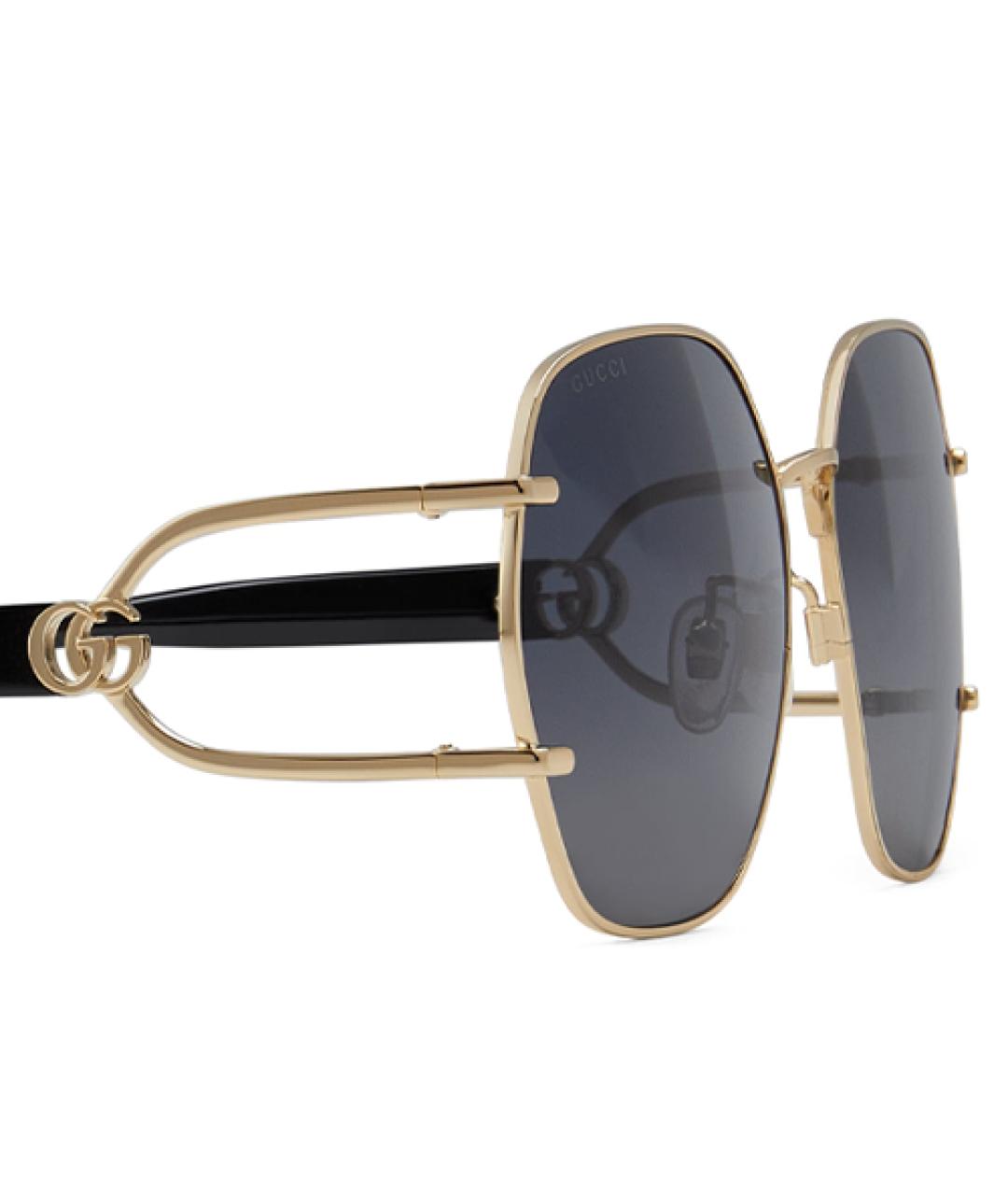 GUCCI Золотые металлические солнцезащитные очки, фото 3
