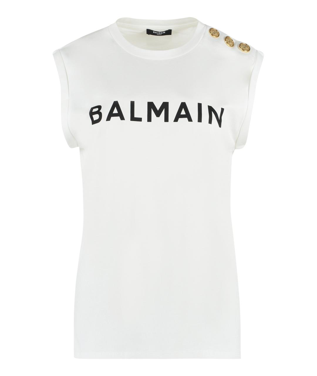 BALMAIN Белая хлопковая футболка, фото 1