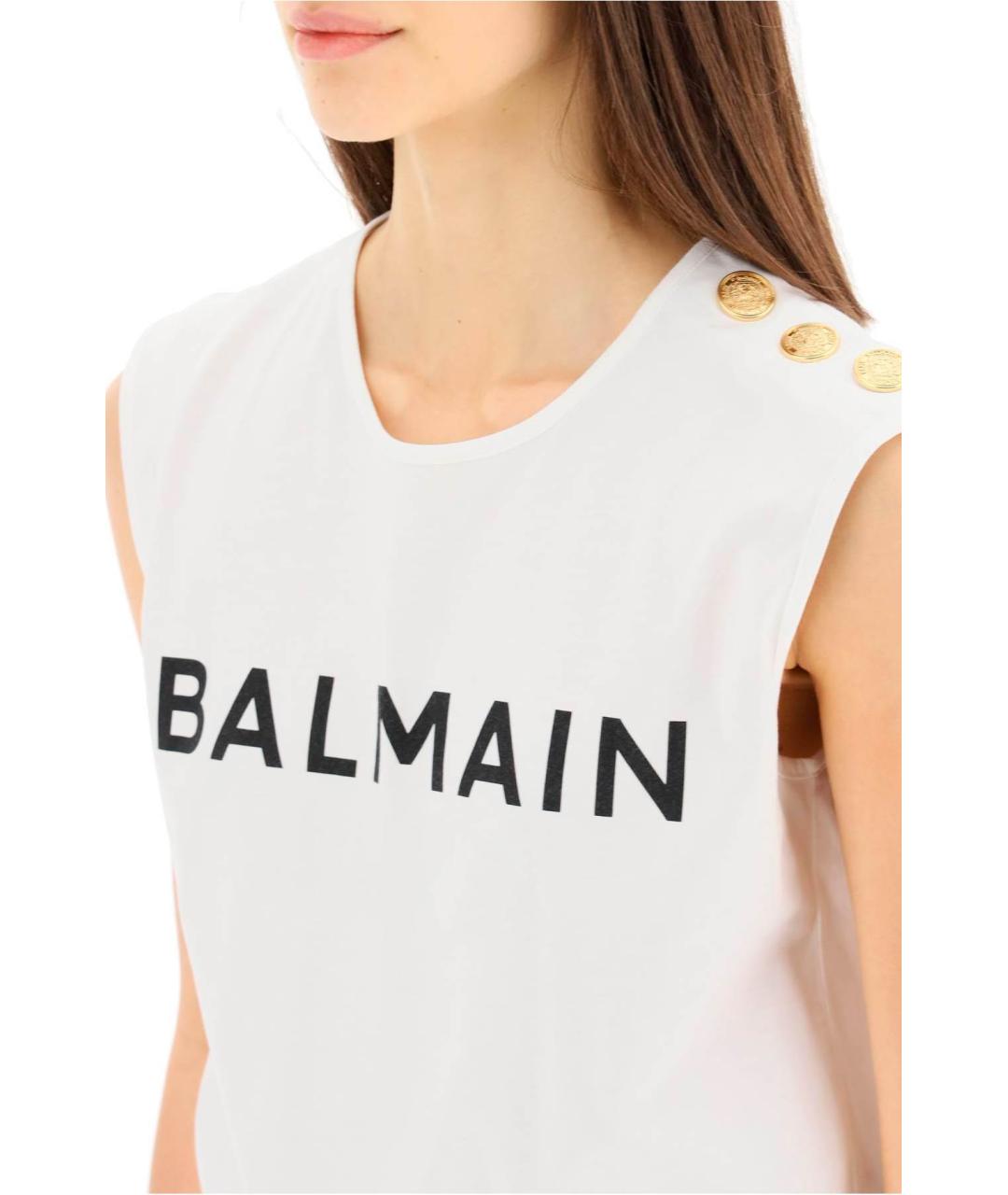 BALMAIN Белая хлопковая футболка, фото 4