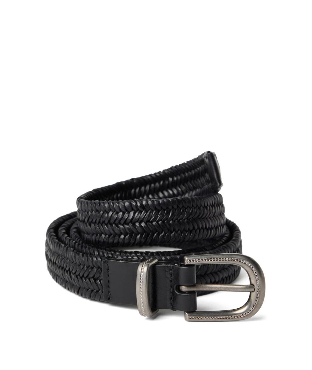 BRUNELLO CUCINELLI Черный кожаный ремень, фото 2