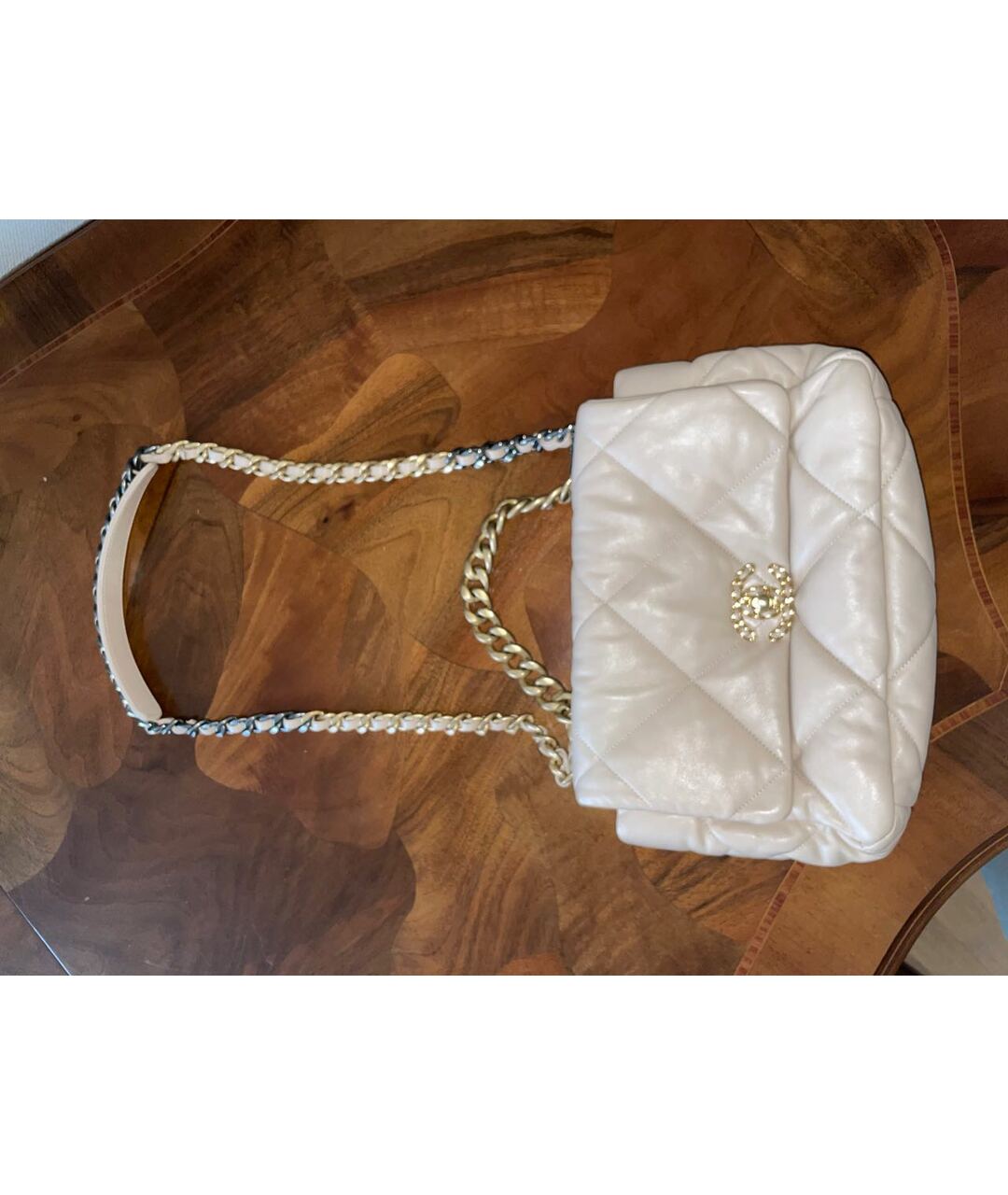 CHANEL Бежевая кожаная сумка через плечо, фото 8