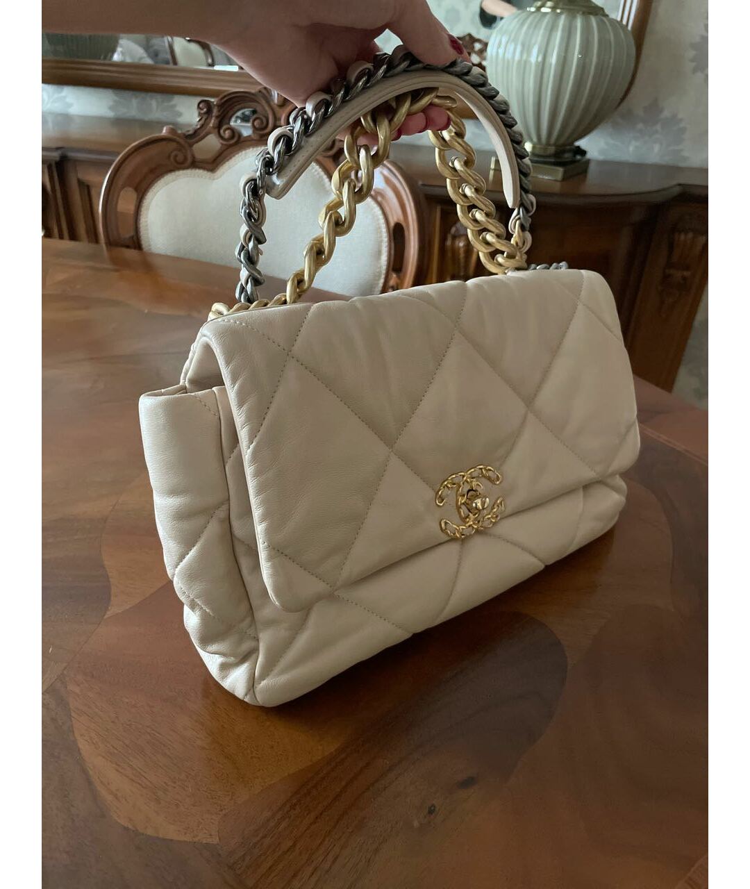 CHANEL Бежевая кожаная сумка через плечо, фото 2