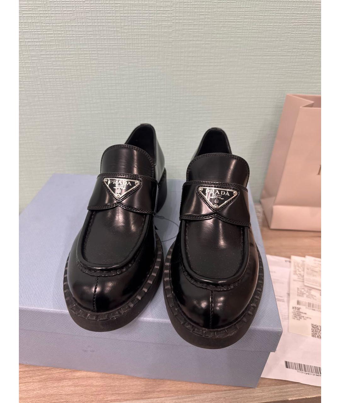 PRADA Черные кожаные лоферы, фото 2