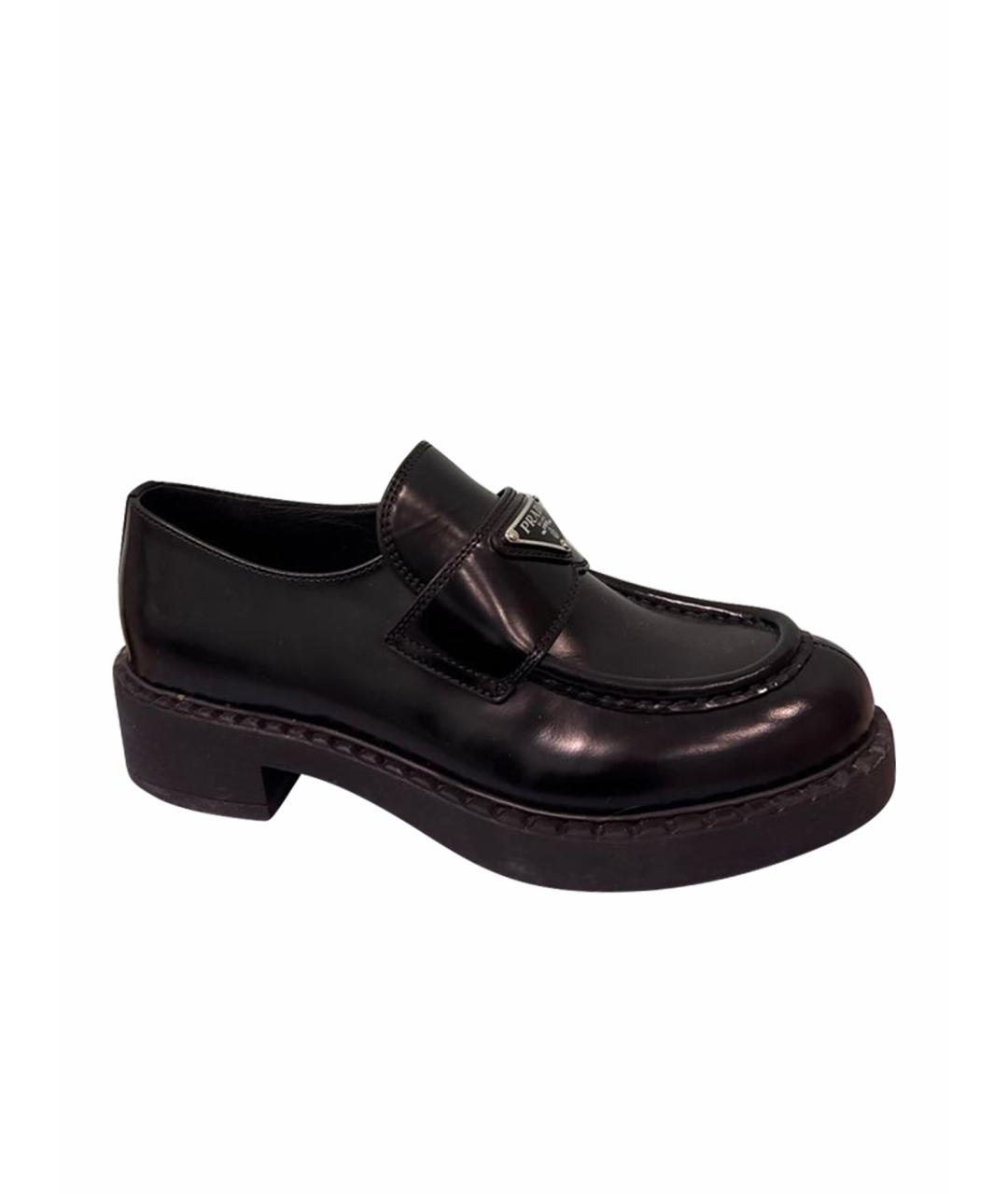 PRADA Черные кожаные лоферы, фото 1