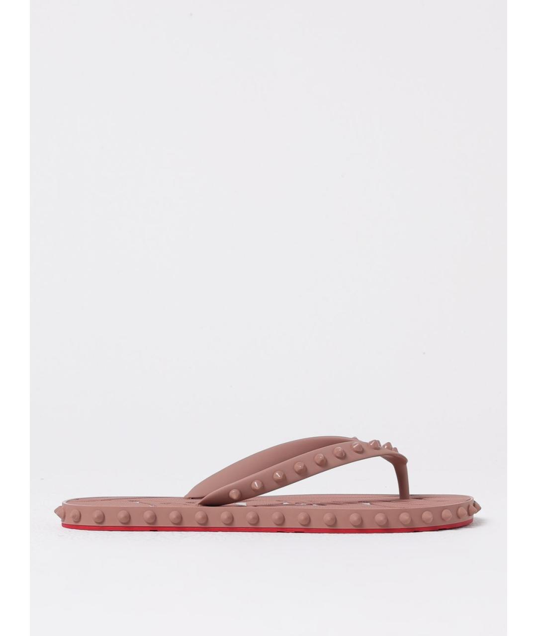 CHRISTIAN LOUBOUTIN Розовые резиновые шлепанцы, фото 6