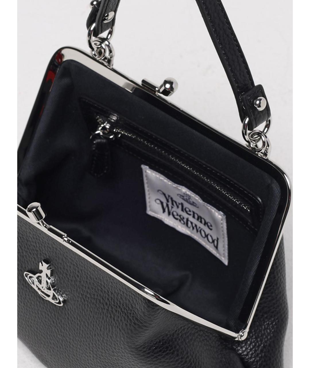VIVIENNE WESTWOOD Черная сумка с короткими ручками из искусственной кожи, фото 5
