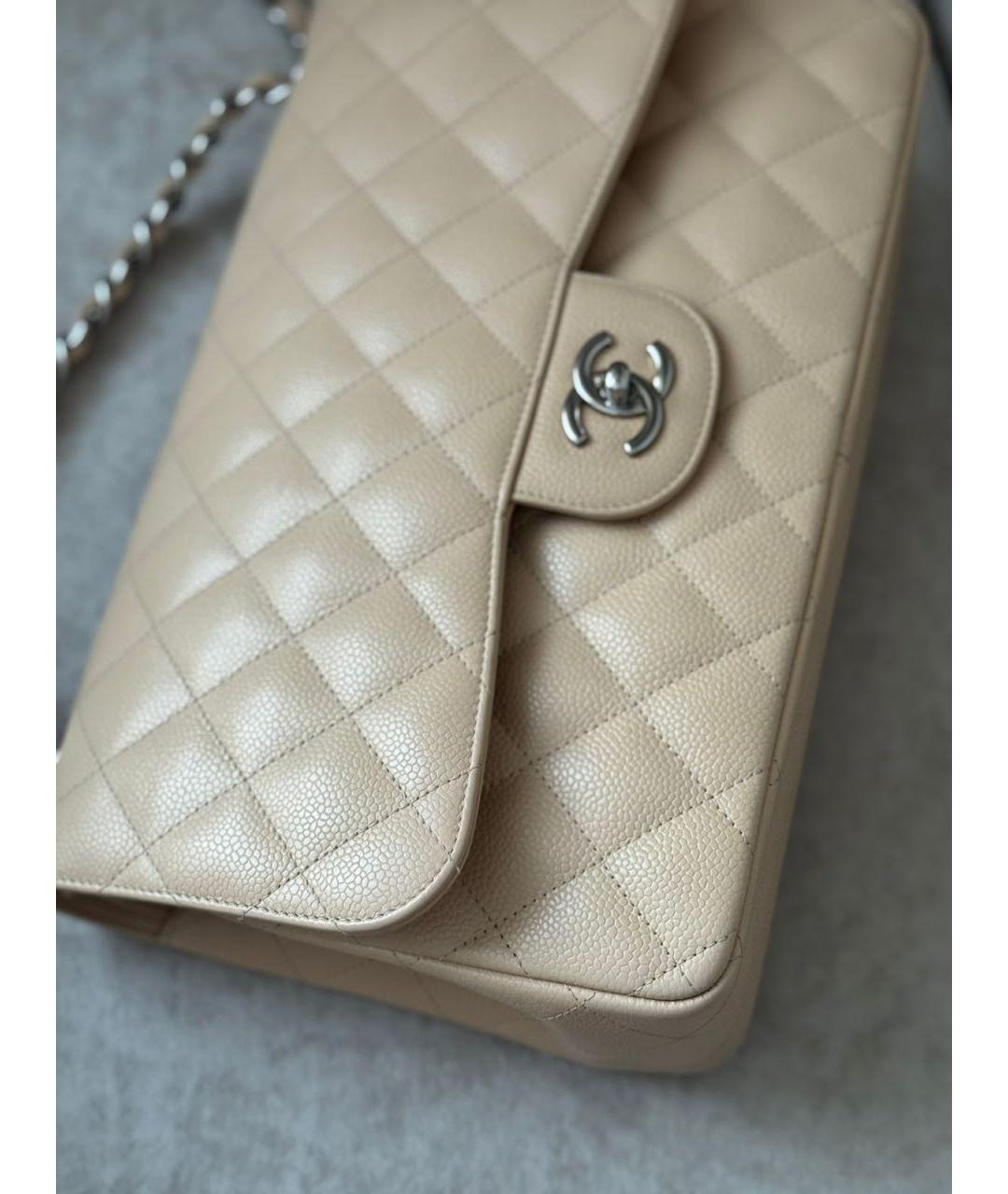 CHANEL Бежевая кожаная сумка через плечо, фото 8