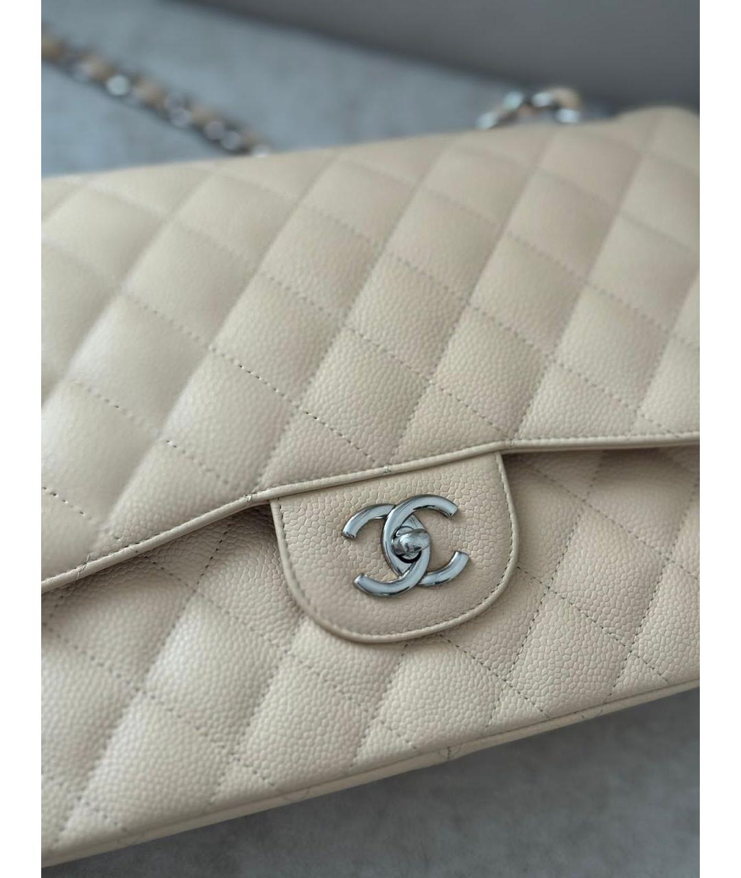 CHANEL Бежевая кожаная сумка через плечо, фото 7