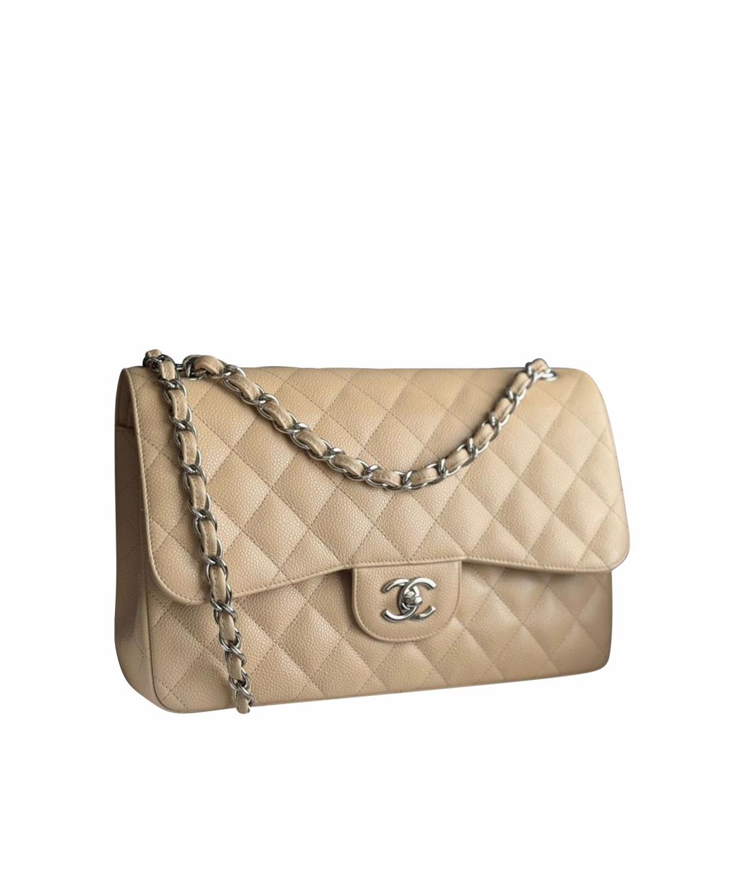 CHANEL Бежевая кожаная сумка через плечо, фото 1
