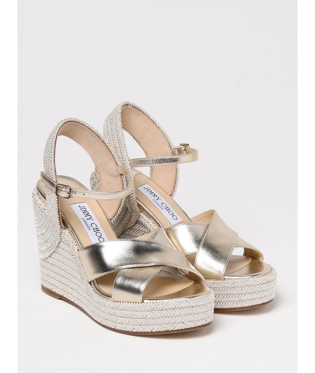 JIMMY CHOO Золотые босоножки, фото 2