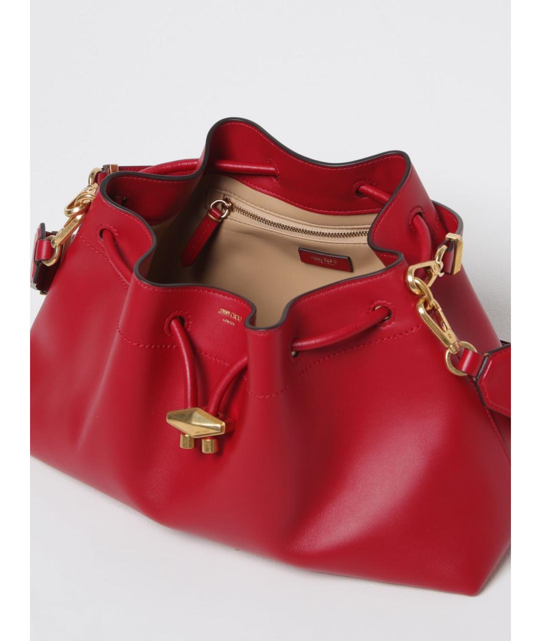 JIMMY CHOO Красная кожаная сумка через плечо, фото 4