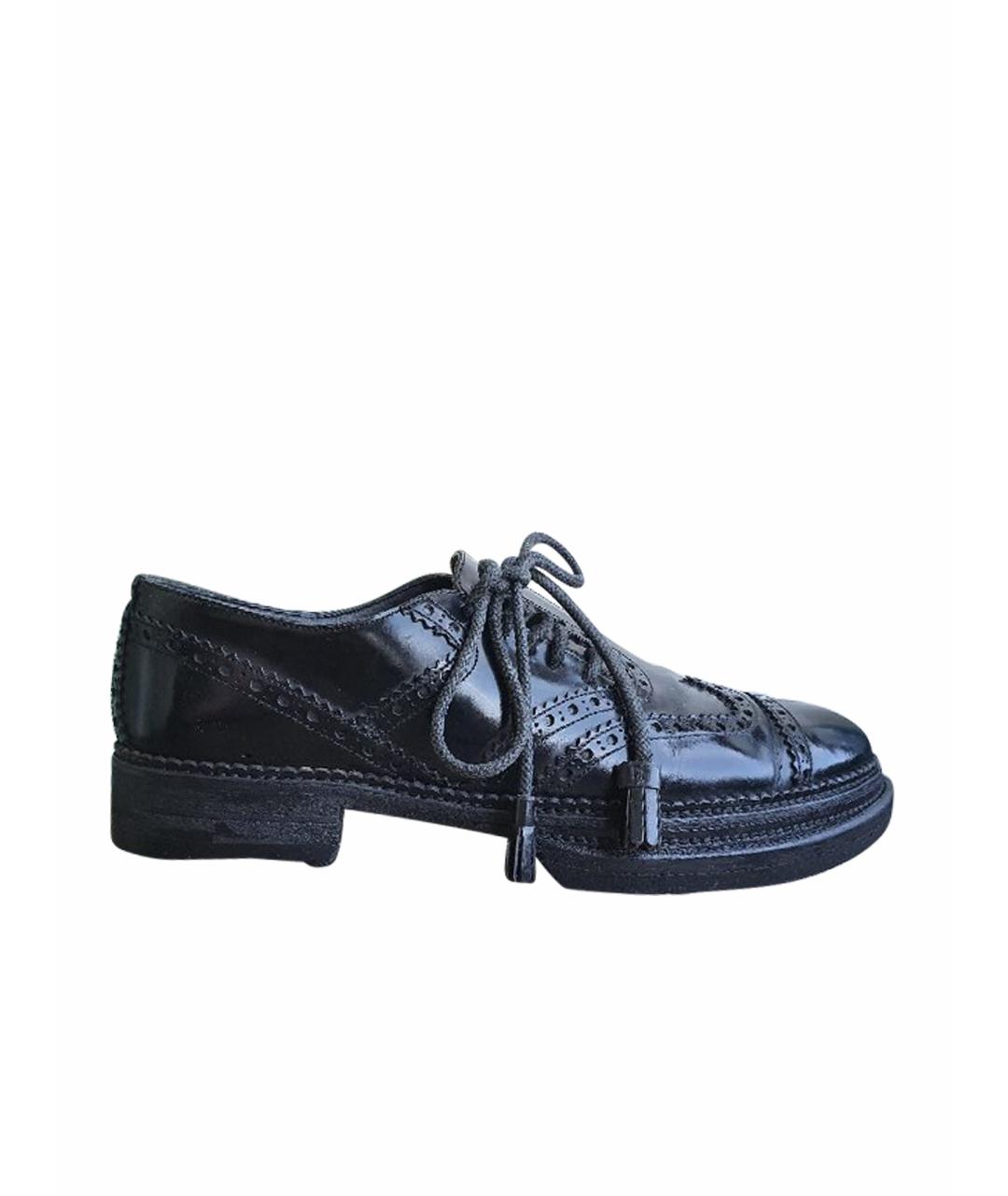 DOLCE&GABBANA Черные кожаные туфли, фото 1