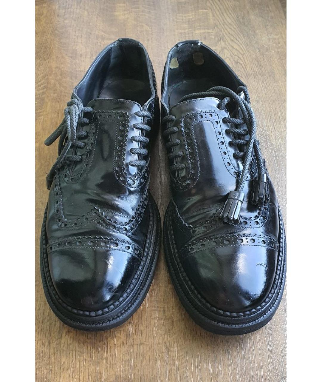 DOLCE&GABBANA Черные кожаные туфли, фото 2