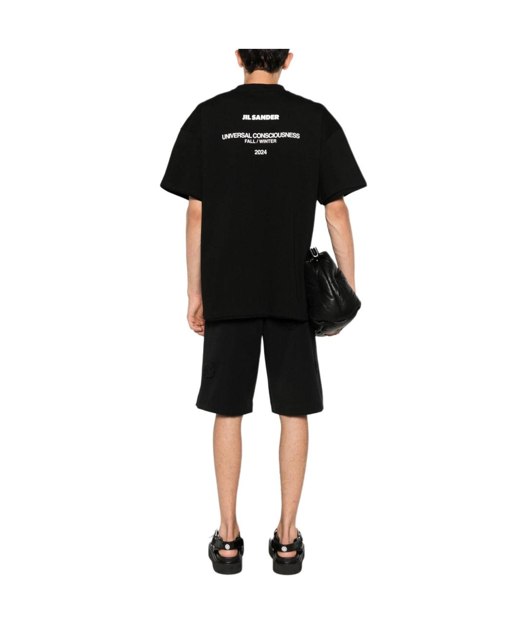JIL SANDER Черная хлопковая футболка, фото 2