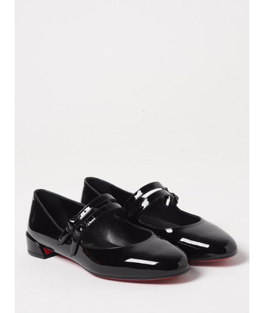 CHRISTIAN LOUBOUTIN Черные балетки из лакированной кожи, фото 2
