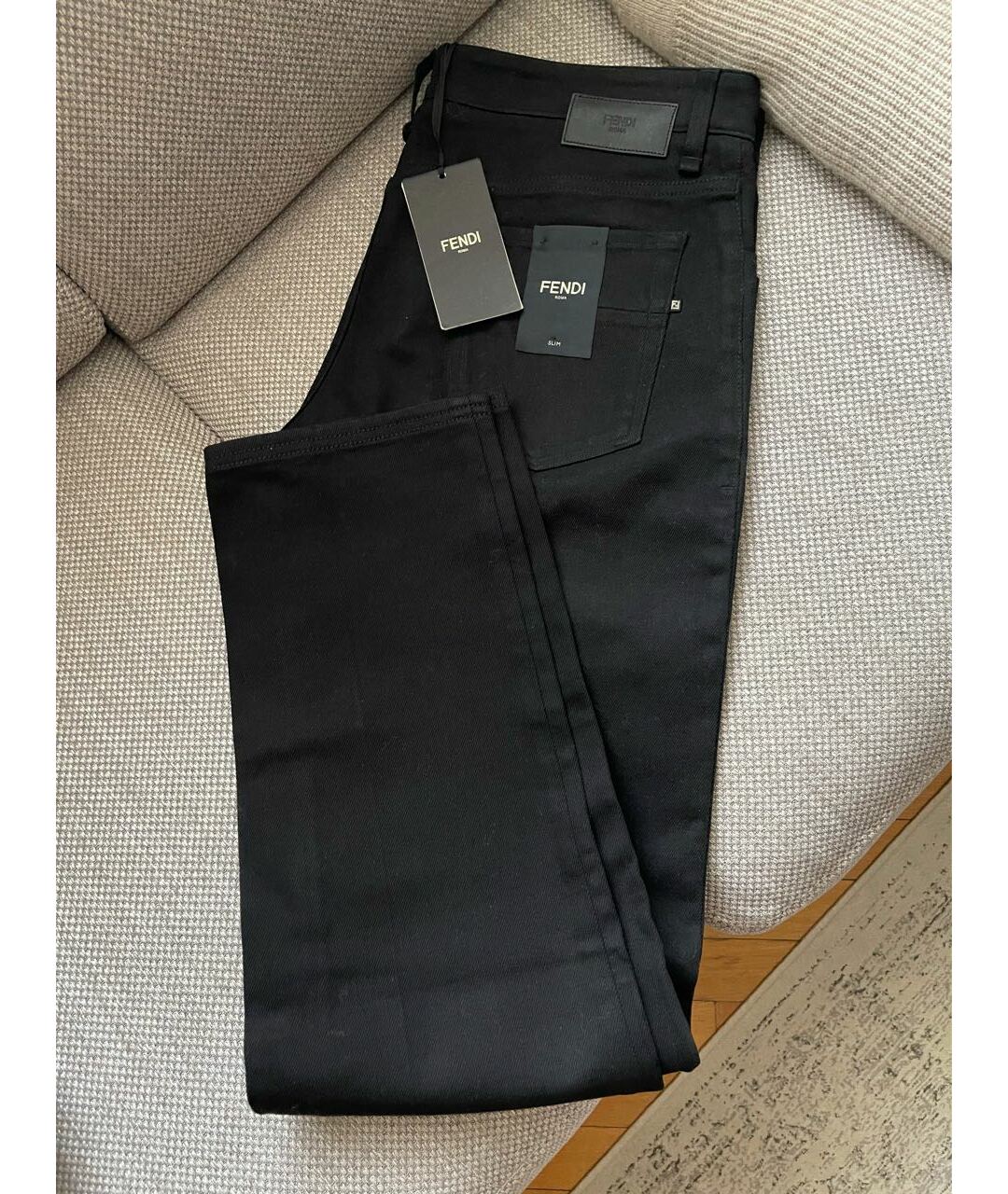 FENDI Черные хлопковые прямые джинсы, фото 3