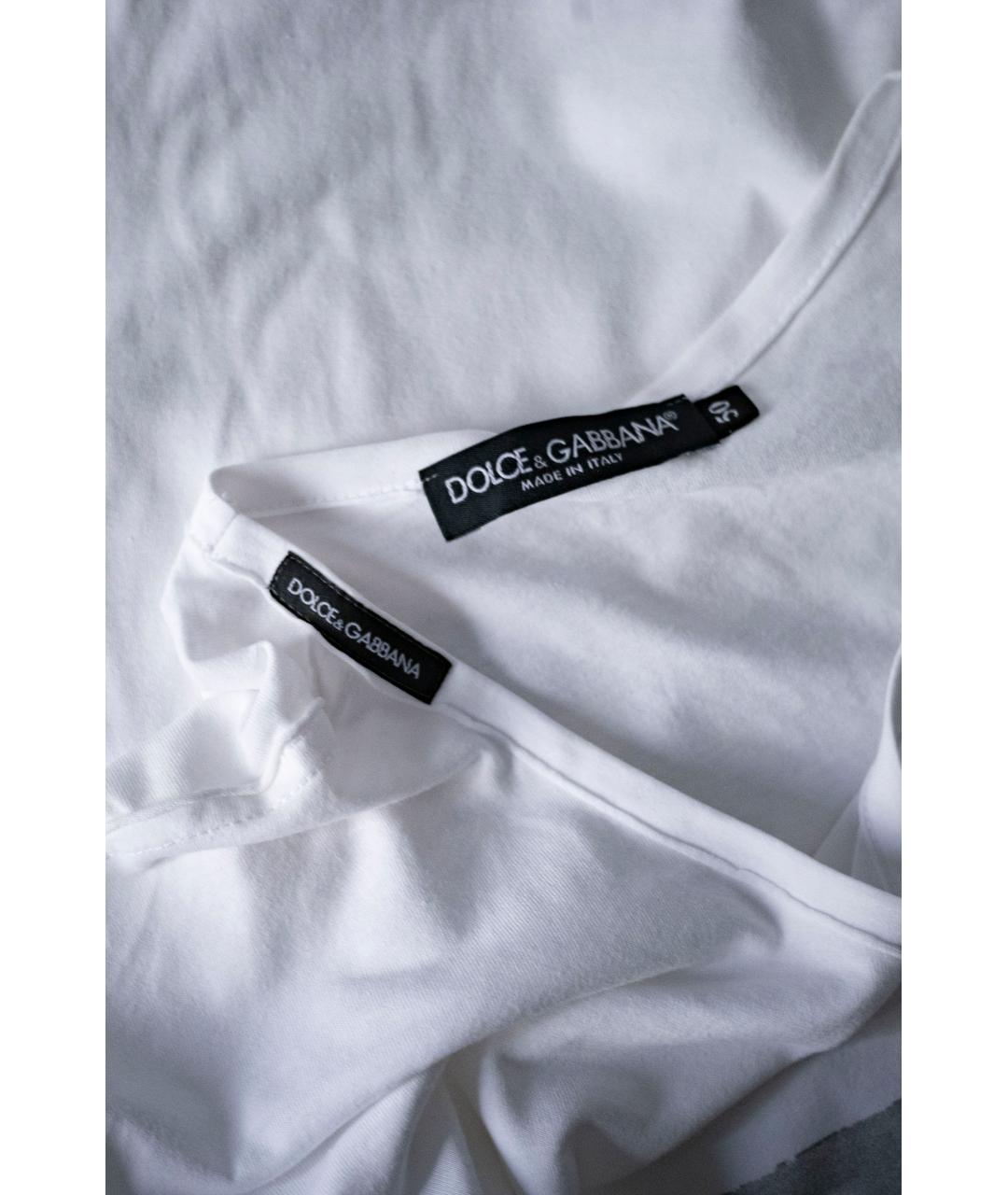 DOLCE&GABBANA Белая хлопковая футболка, фото 4