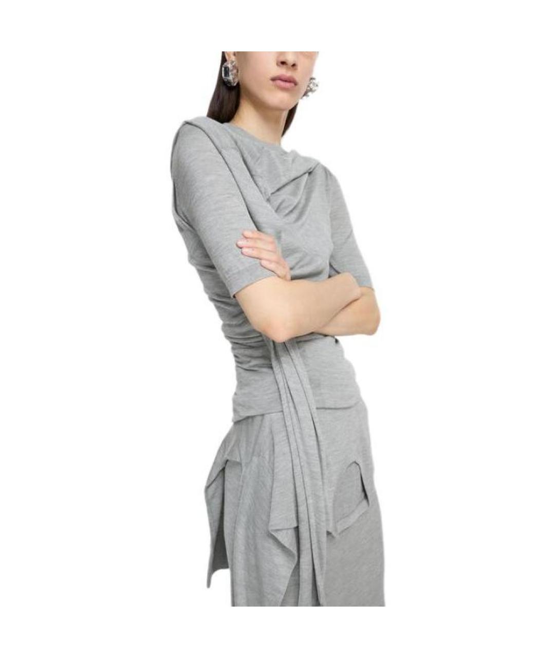 ACNE STUDIOS Серая хлопковая футболка, фото 4