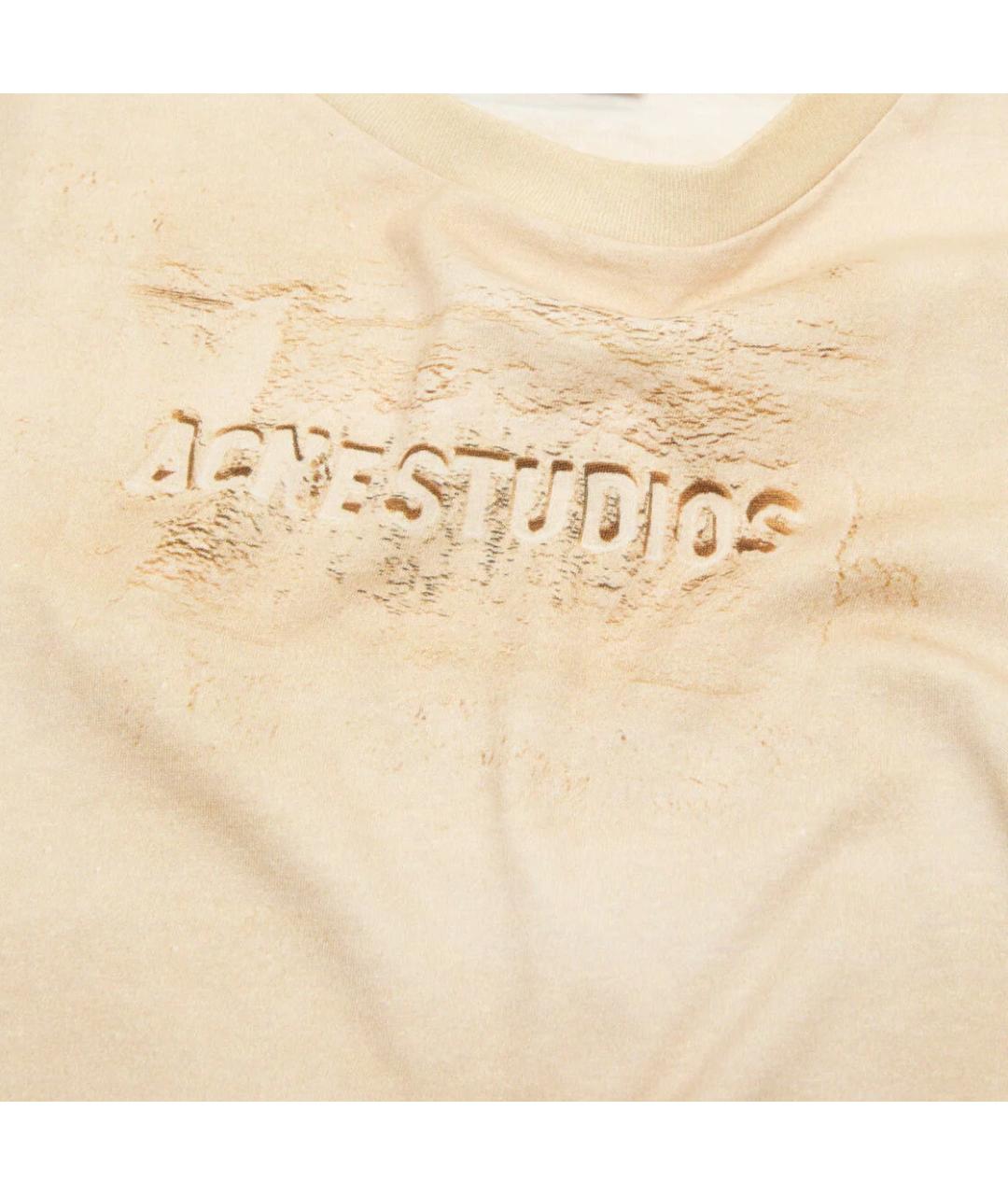 ACNE STUDIOS Бежевая хлопковая футболка, фото 2