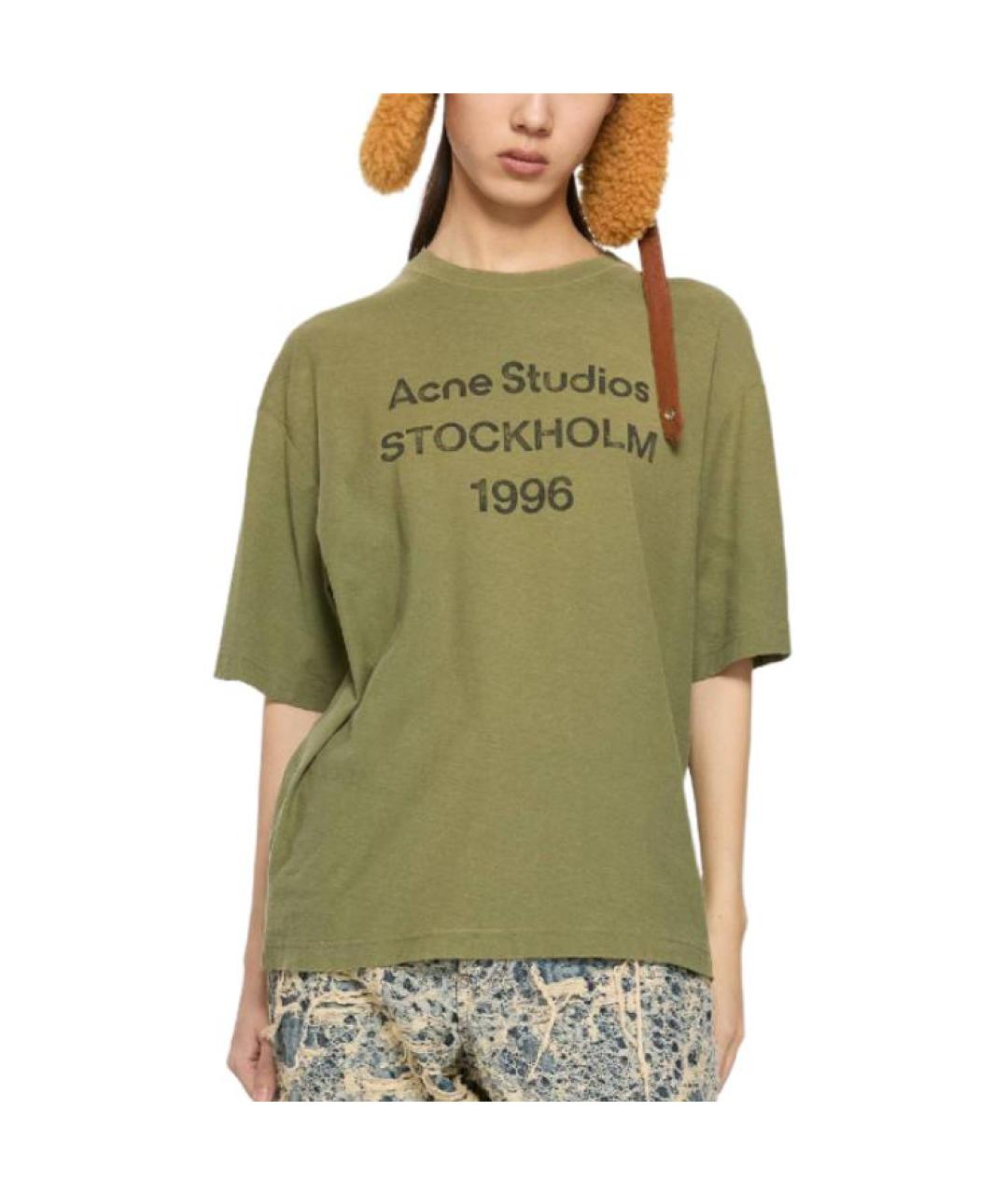 ACNE STUDIOS Зеленая хлопковая футболка, фото 3