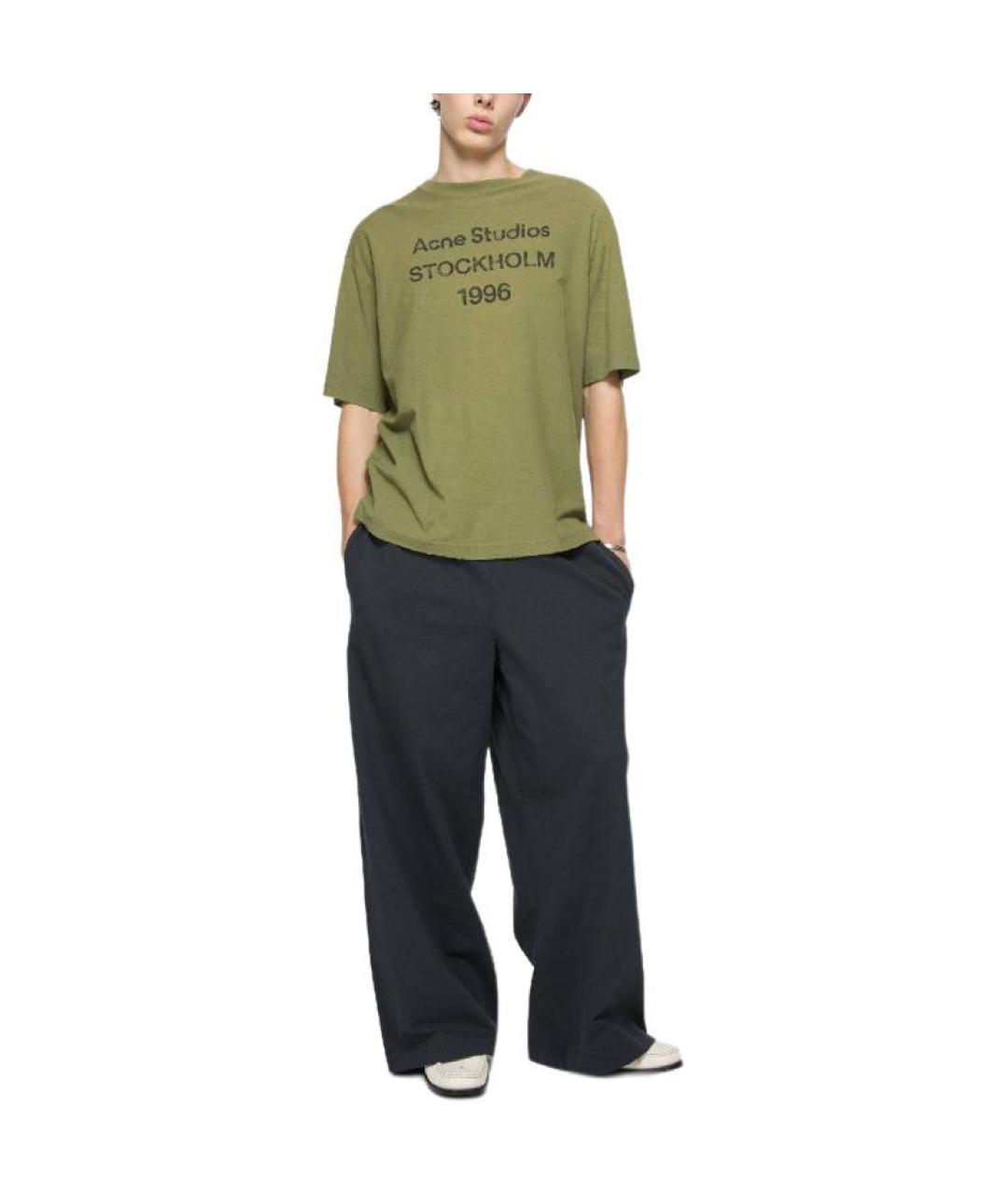 ACNE STUDIOS Зеленая хлопковая футболка, фото 4