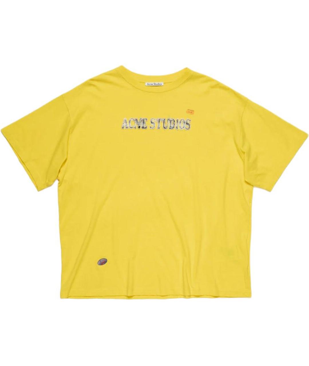ACNE STUDIOS Желтая хлопковая футболка, фото 1