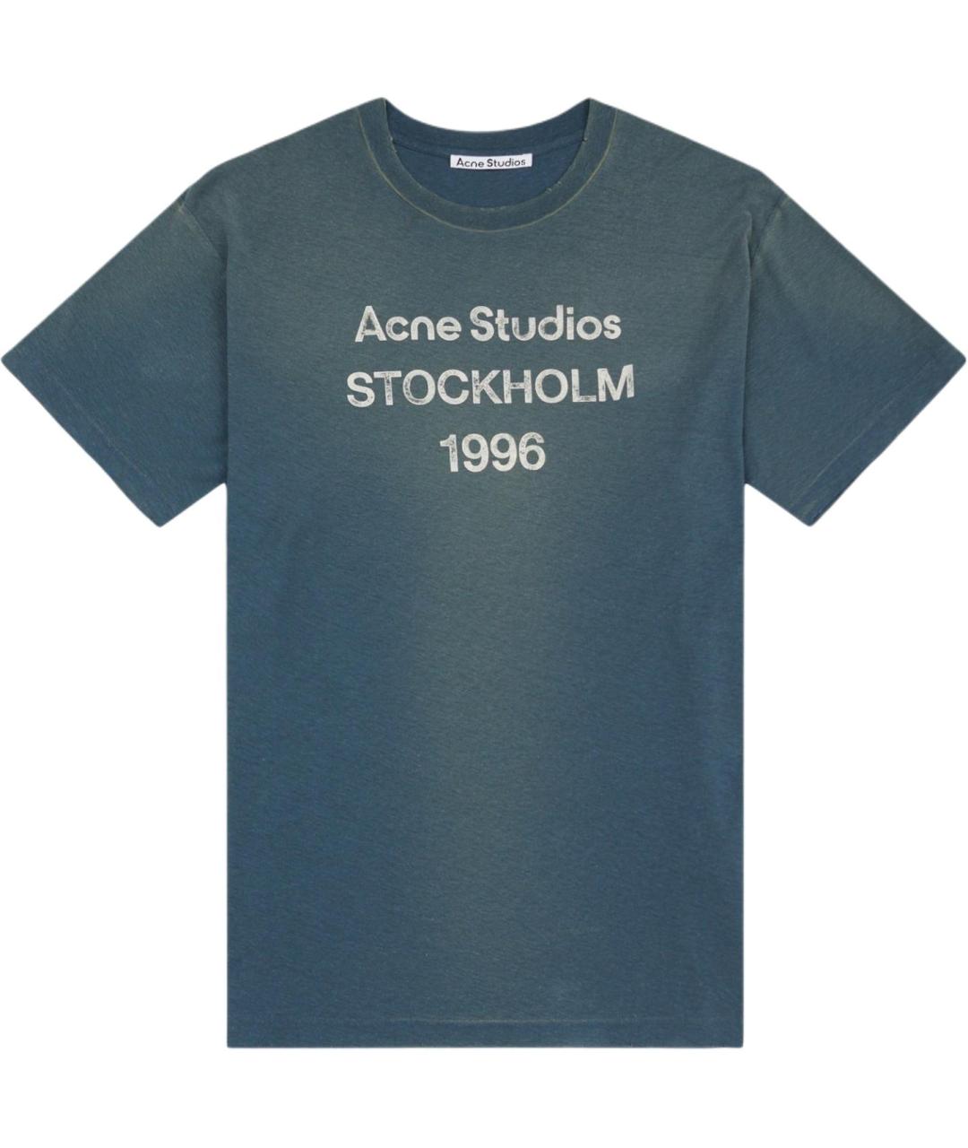 ACNE STUDIOS Темно-синяя хлопковая футболка, фото 1