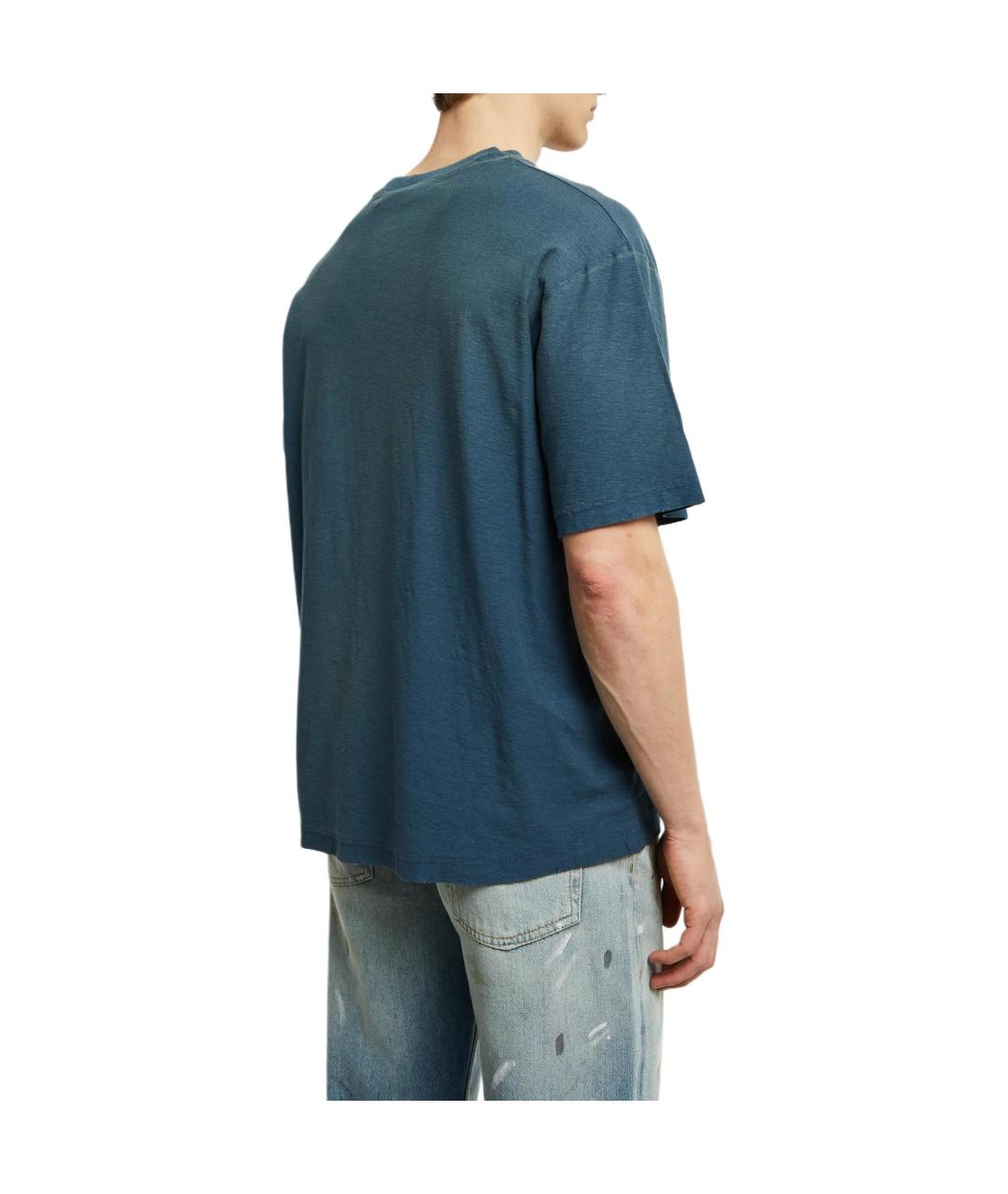 ACNE STUDIOS Темно-синяя хлопковая футболка, фото 3