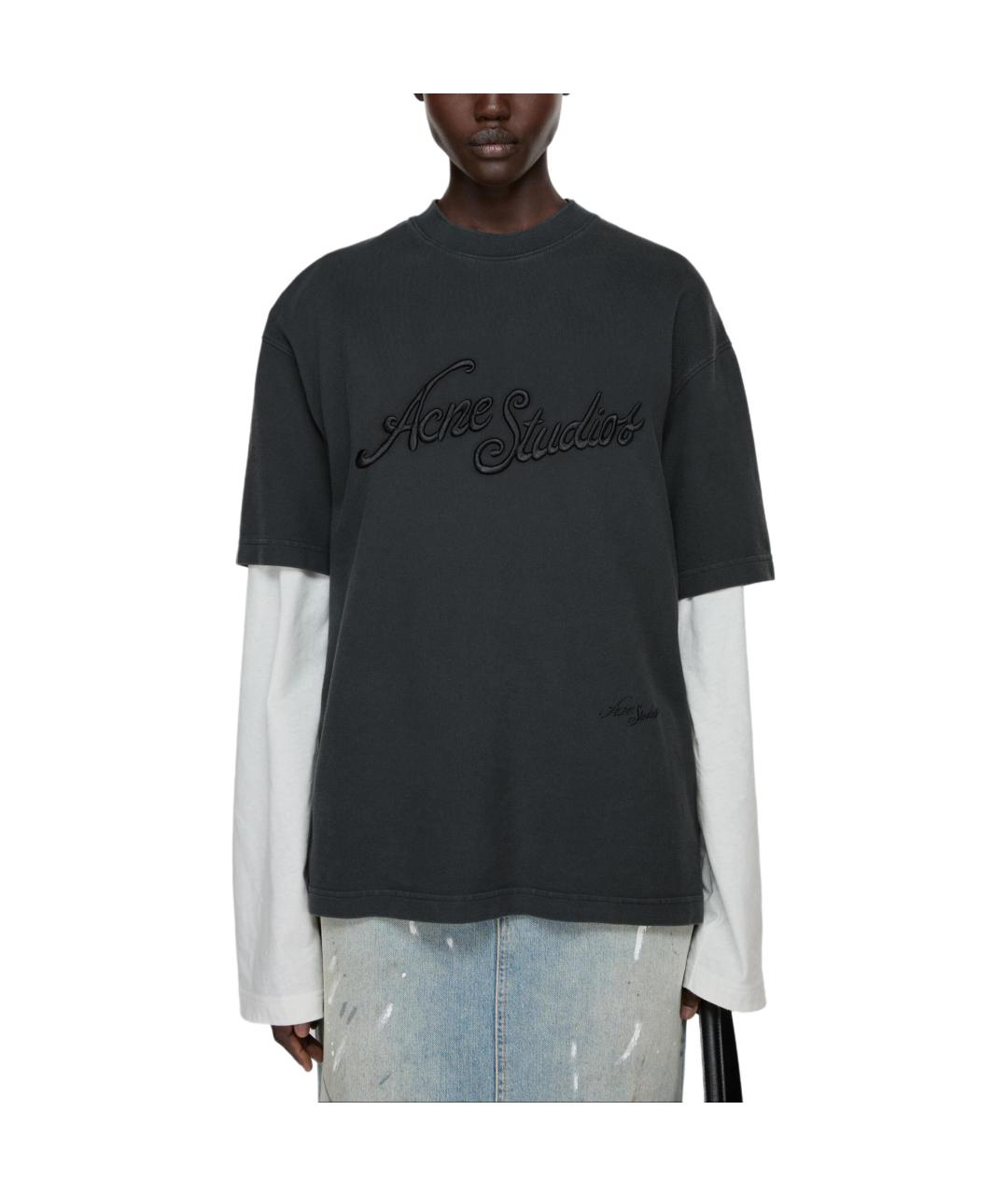 ACNE STUDIOS Черная хлопковая футболка, фото 2