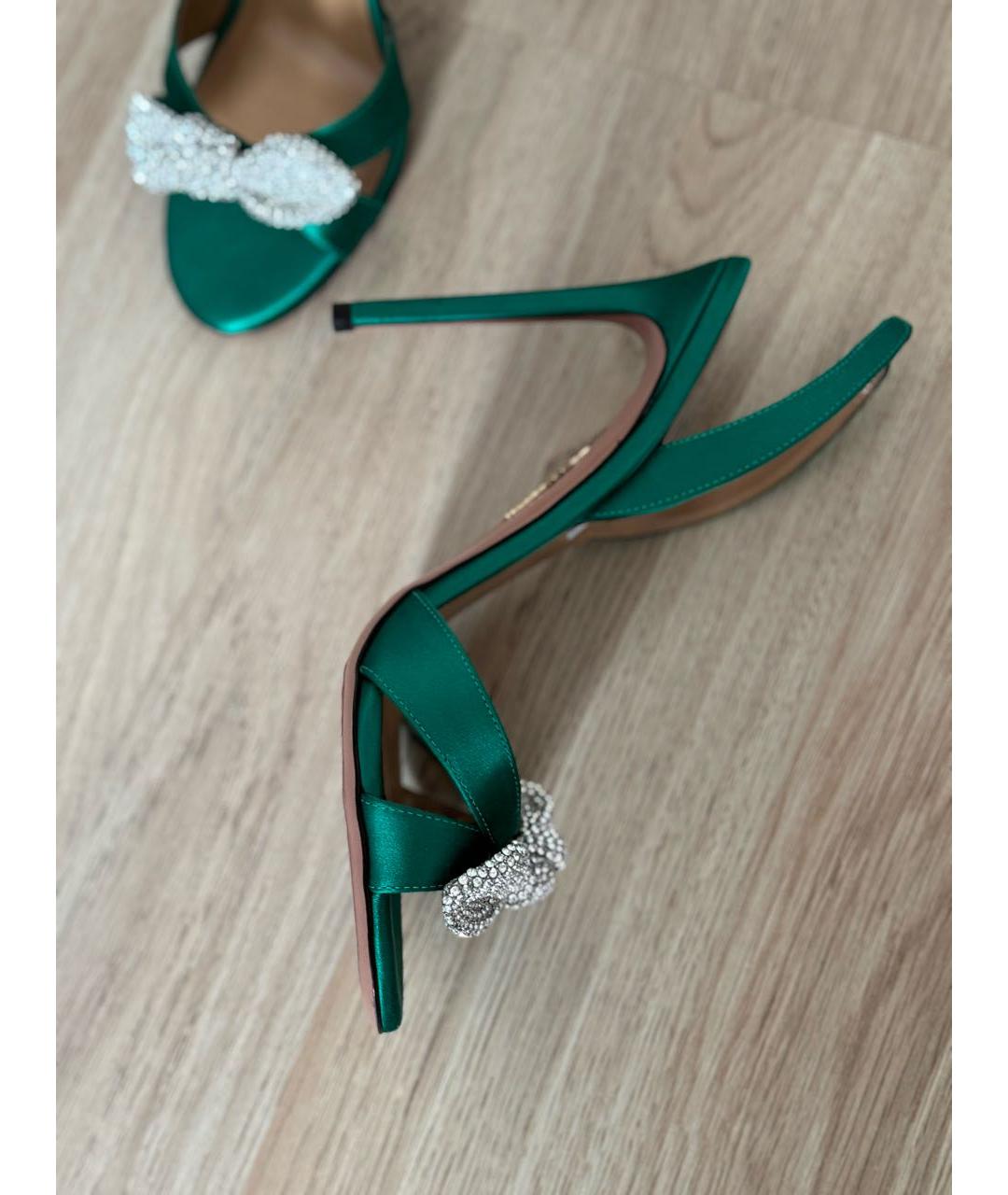AQUAZZURA Зеленые текстильные туфли, фото 4