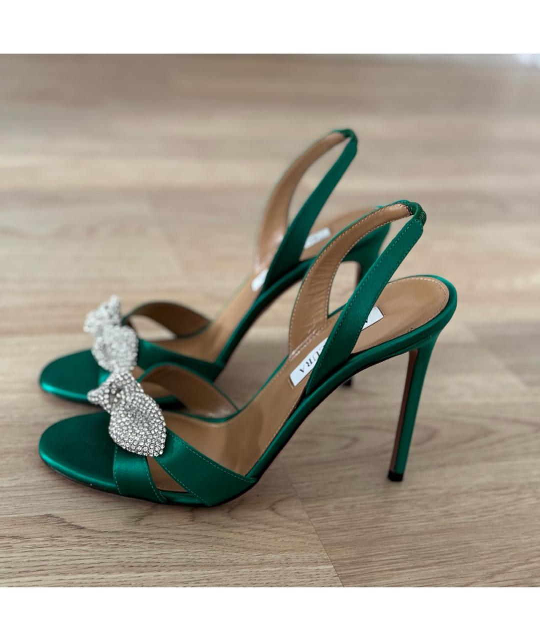 AQUAZZURA Зеленые текстильные туфли, фото 2