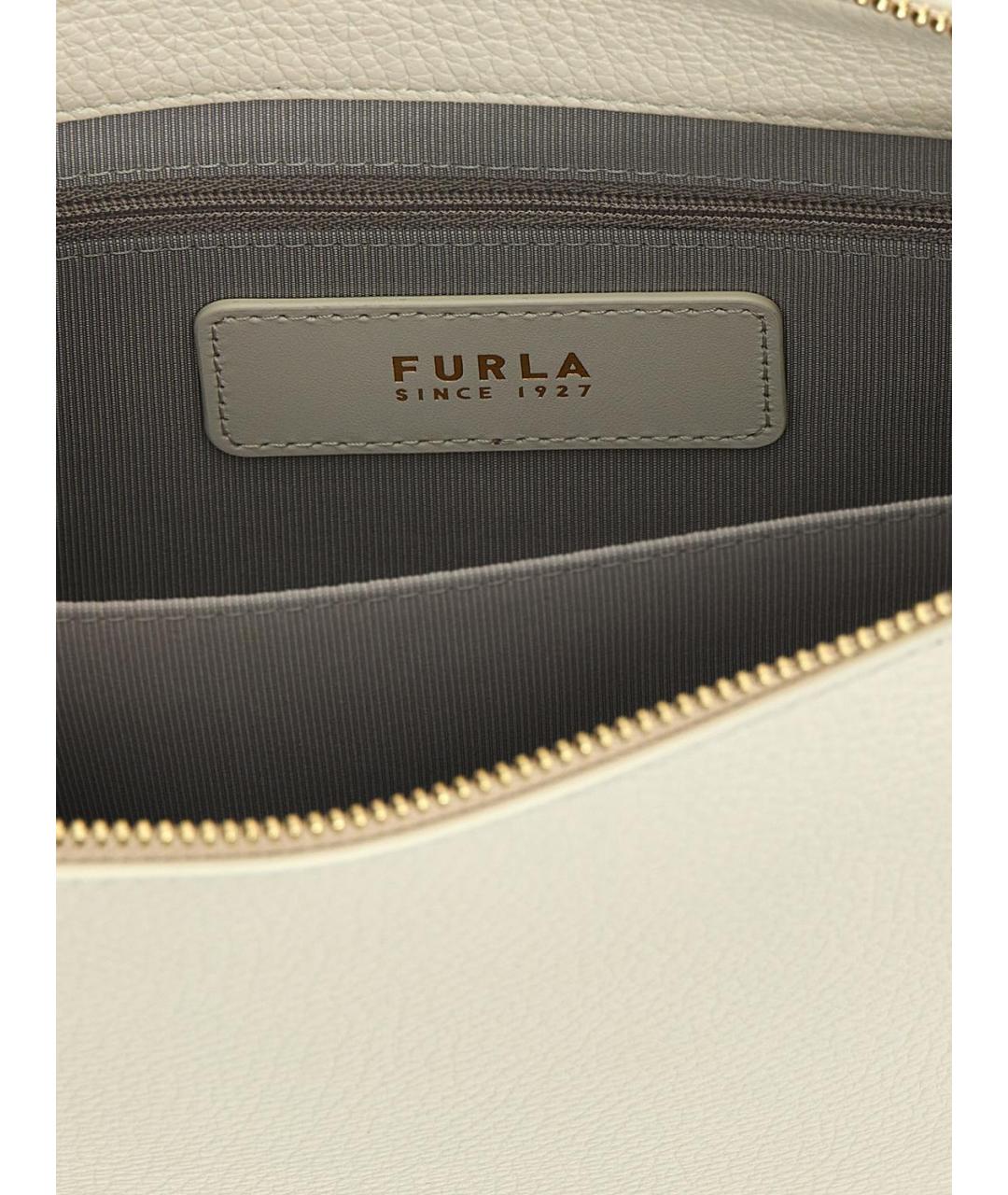 FURLA Бежевая кожаная сумка через плечо, фото 4