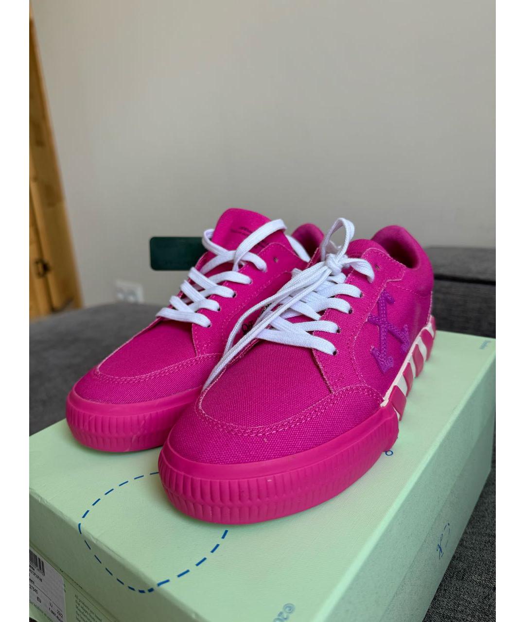 OFF-WHITE Фуксия текстильные кеды, фото 5
