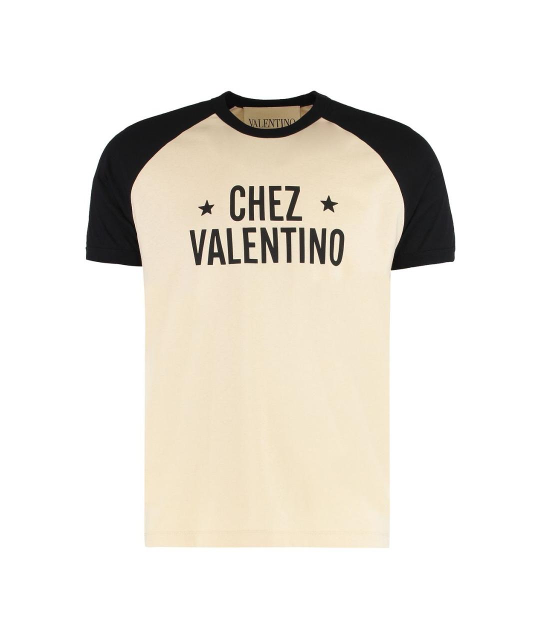 VALENTINO Бежевая хлопковая футболка, фото 1