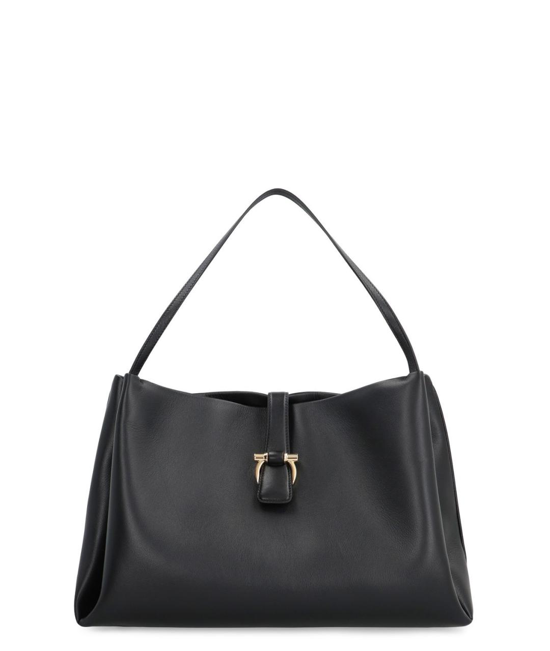 FERRAGAMO Черная кожаная сумка тоут, фото 1