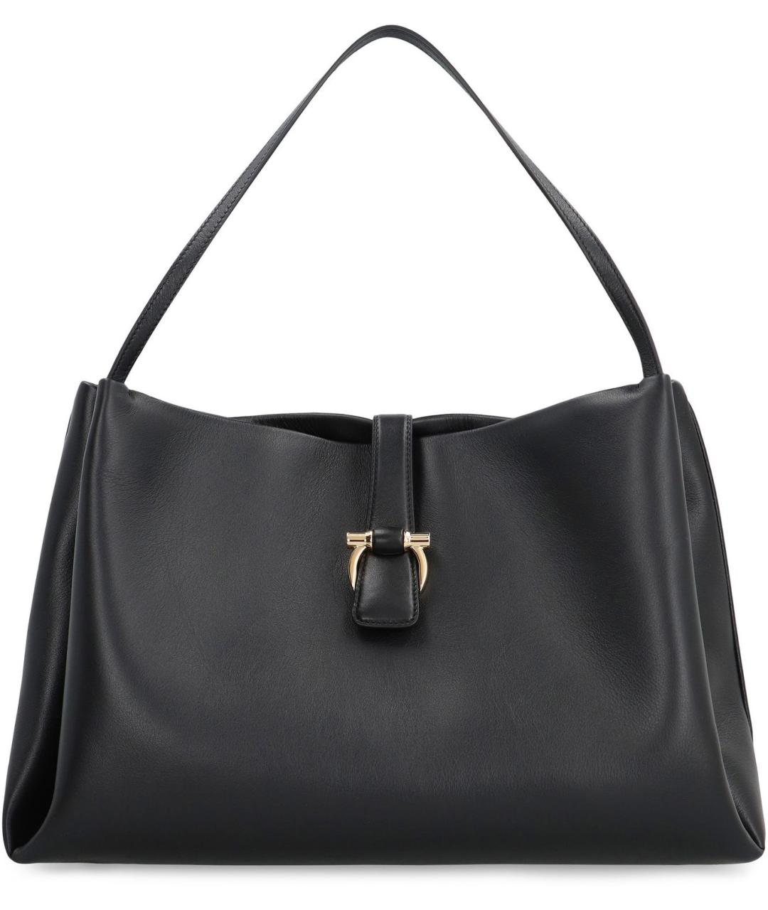FERRAGAMO Черная кожаная сумка тоут, фото 2