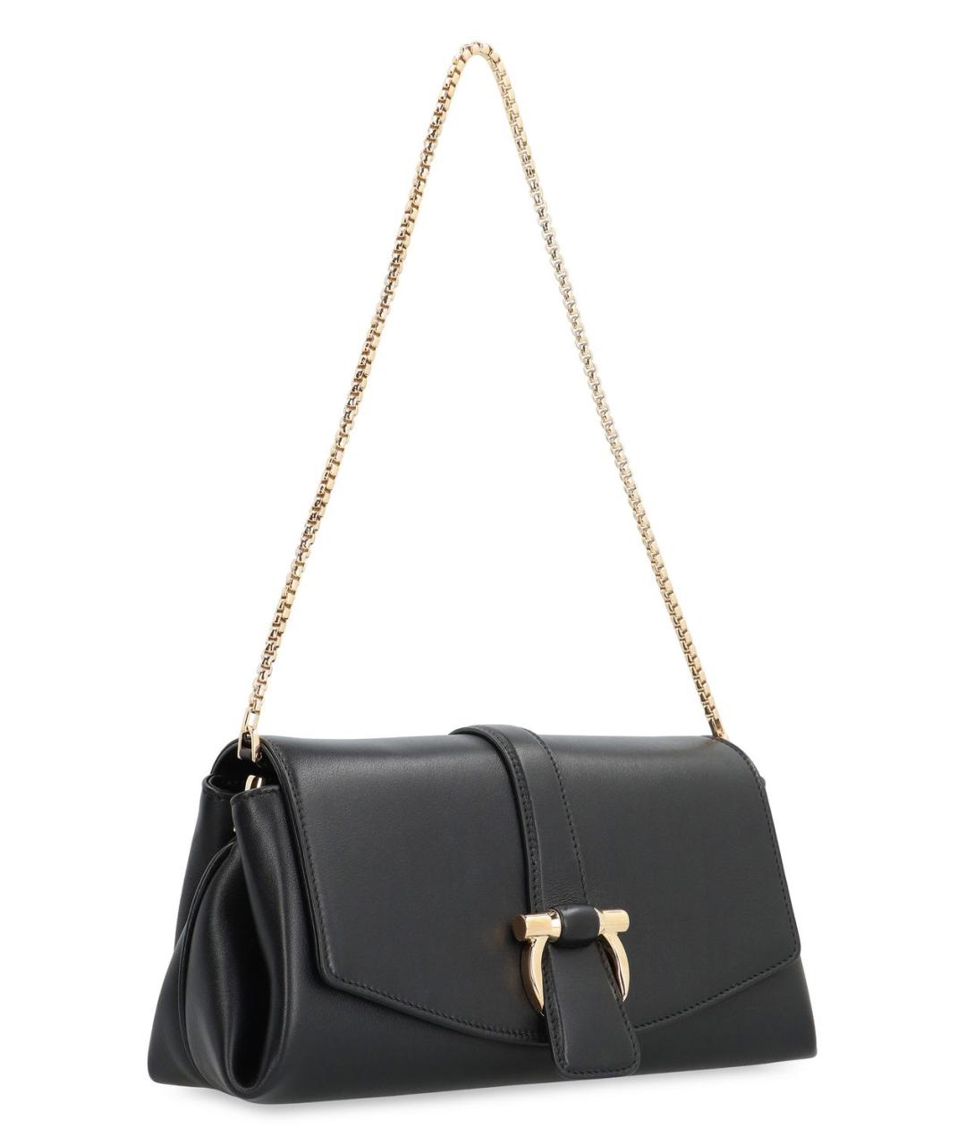 FERRAGAMO Черная кожаная сумка через плечо, фото 3