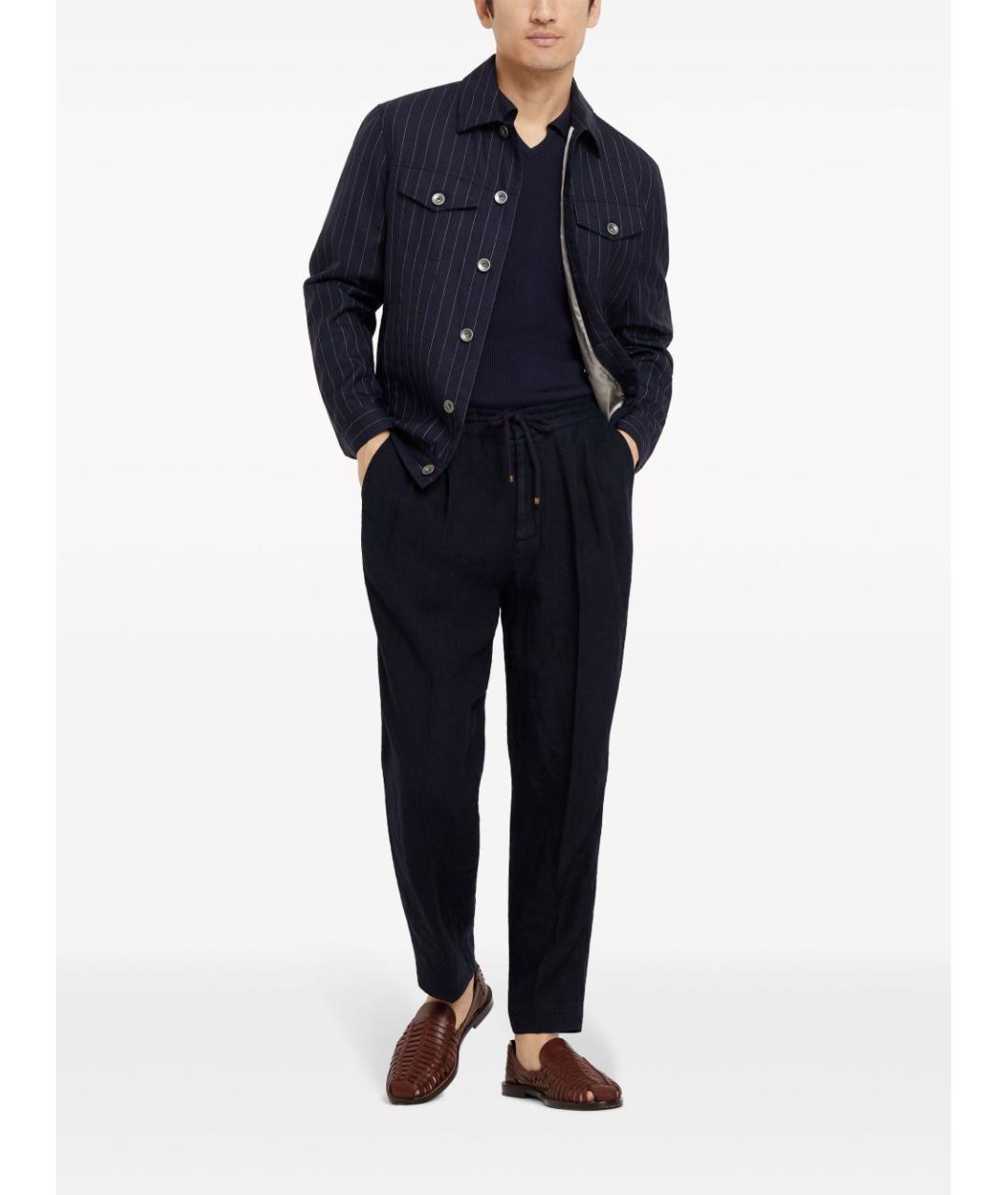 BRUNELLO CUCINELLI Темно-синяя хлопковая футболка, фото 4