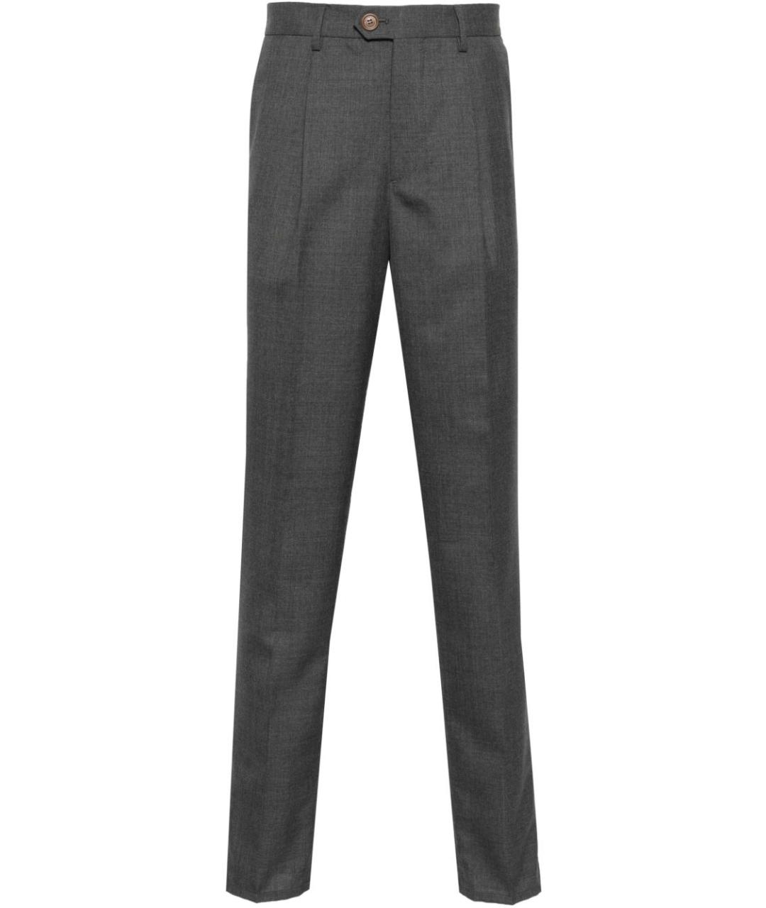 BRUNELLO CUCINELLI Антрацитовые хлопковые повседневные брюки, фото 1